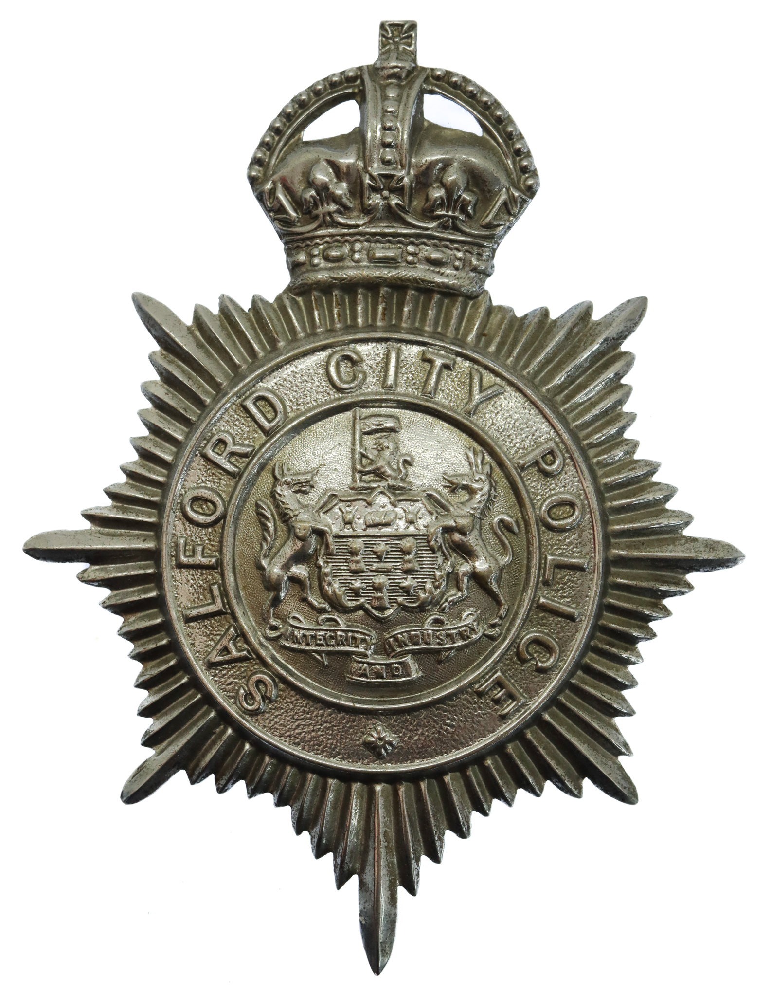Salford City Police Helmet Plate - King's Crown