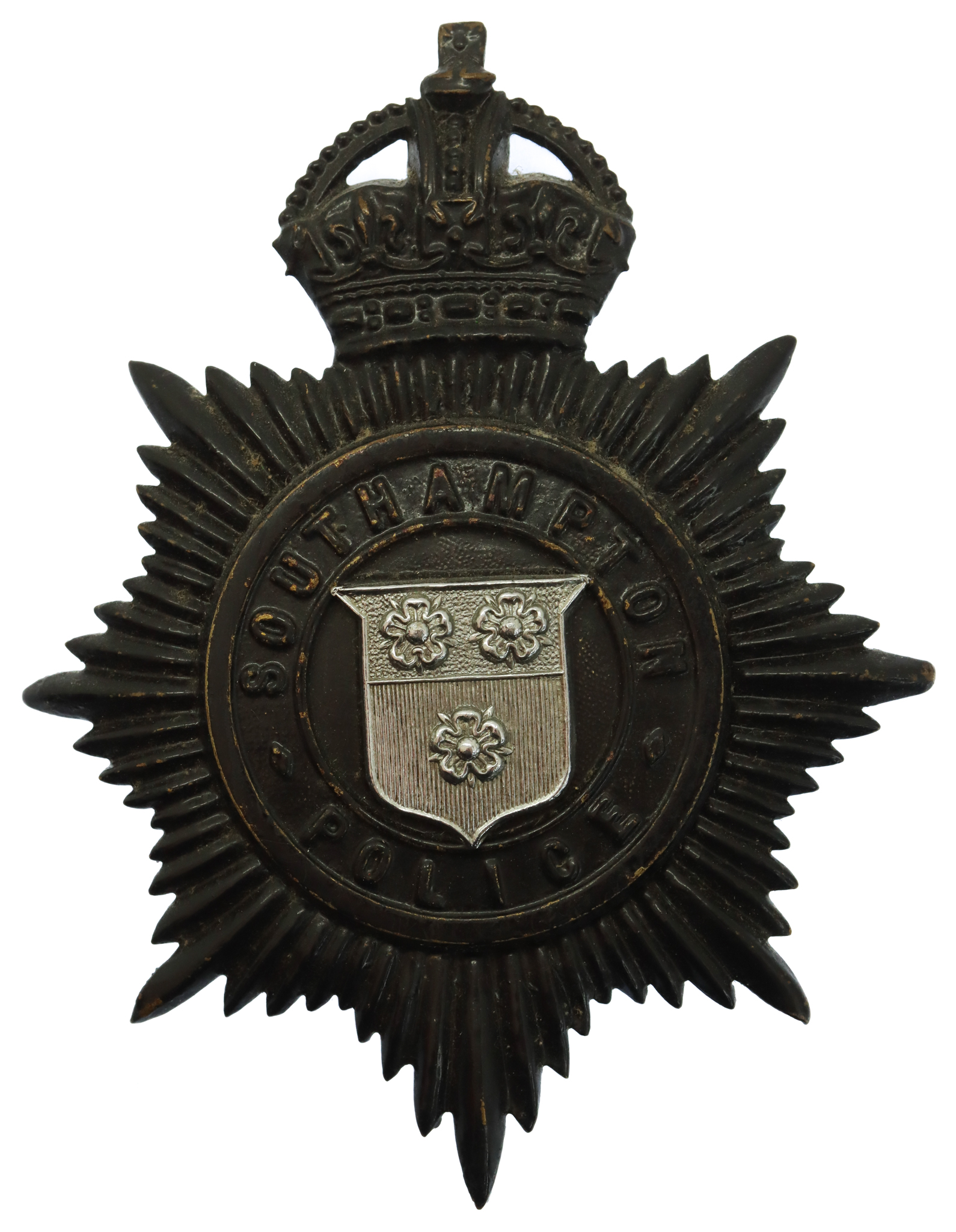Southampton Police Night Helmet Plate - King's Crown