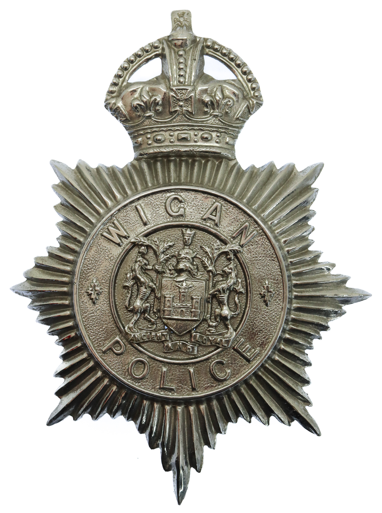 Wigan Borough Police Helmet Plate - King's Crown
