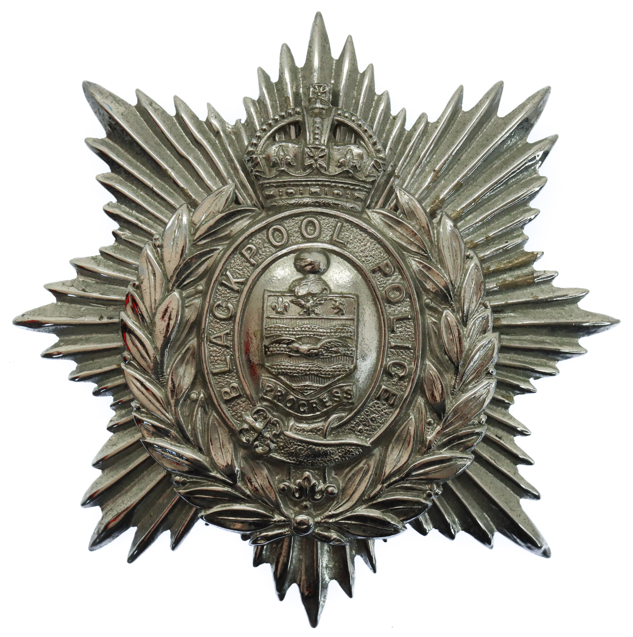 Blackpool Police Chrome Helmet Plate - King's Crown