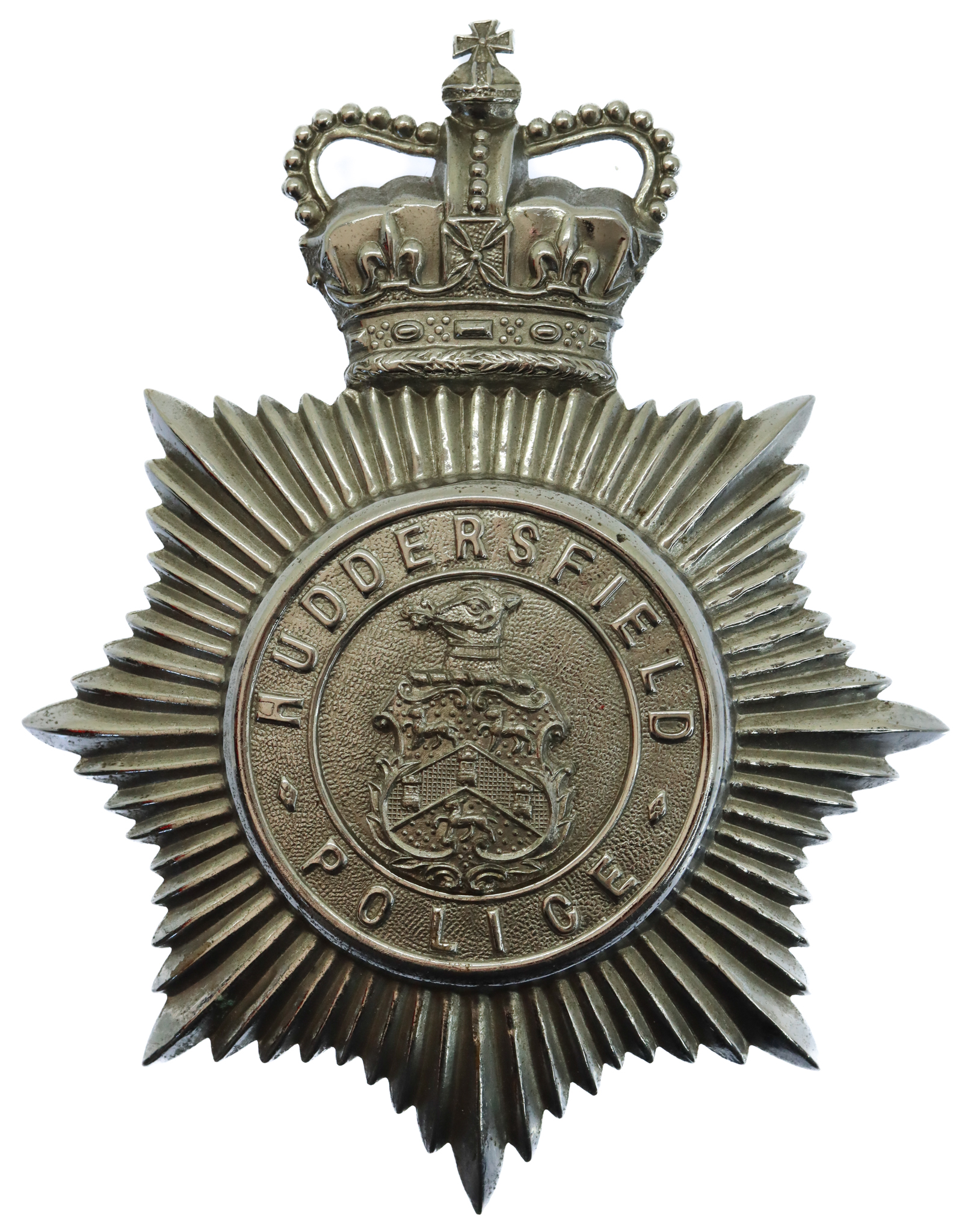 Huddersfield Police Helmet Plate - Queen's Crown