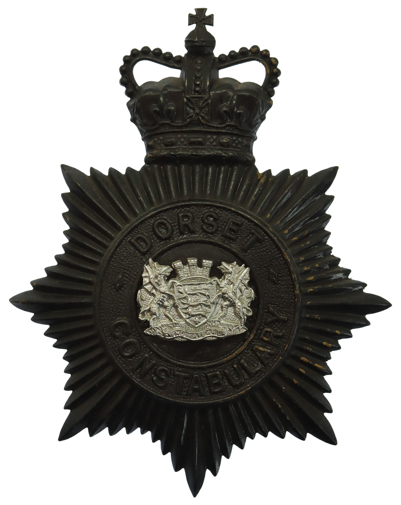 Dorset Constabulary Night Helmet Plate - Queen's Crown