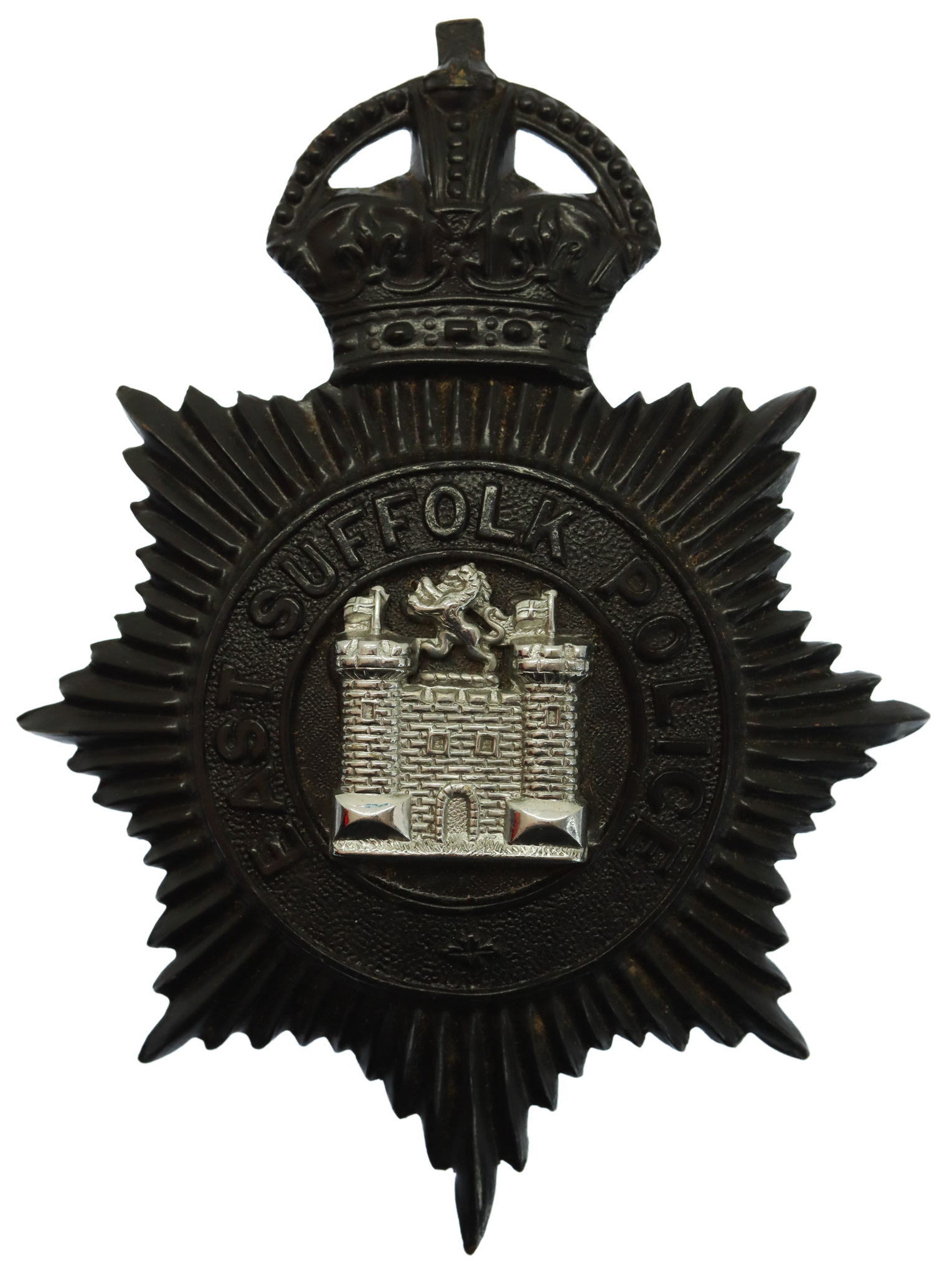 East Suffolk Police Night Helmet Plate - King's Crown