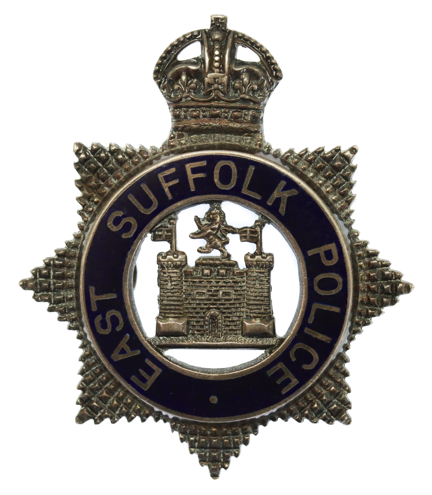 East Suffolk Police Senior Officer's Sterling Silver & Enamel Cap Badge - King's Crown