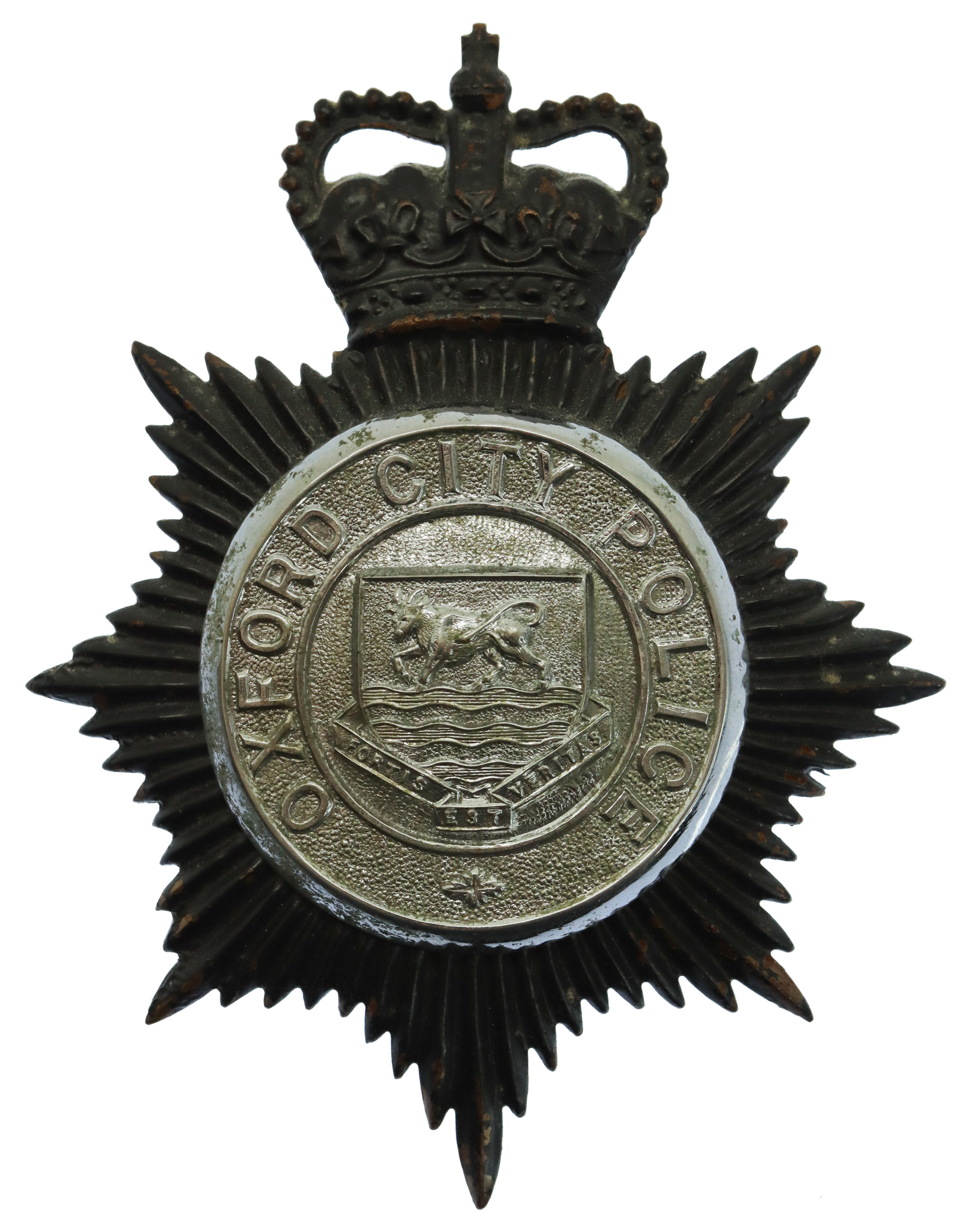 Oxford City Police Helmet Plate - Queen's Crown