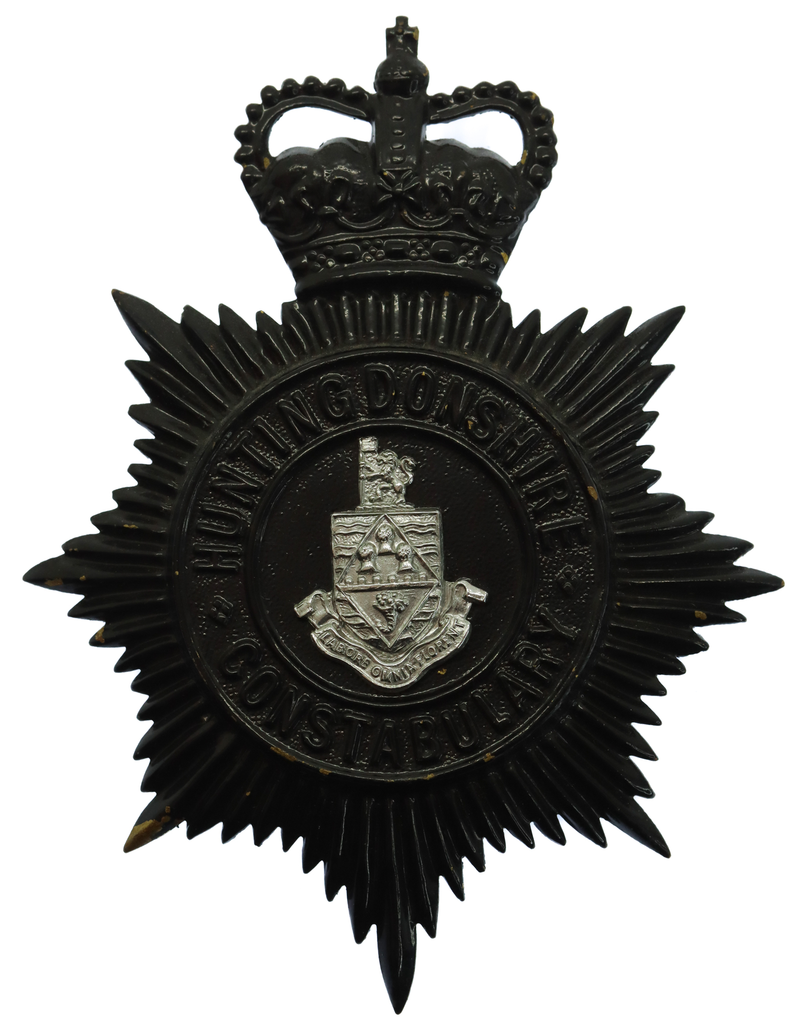 Huntingdonshire Constabulary Night Helmet Plate - Queen's Crown