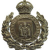 Bedford Borough Police White Metal Wreath Helmet Plate - King's Crown