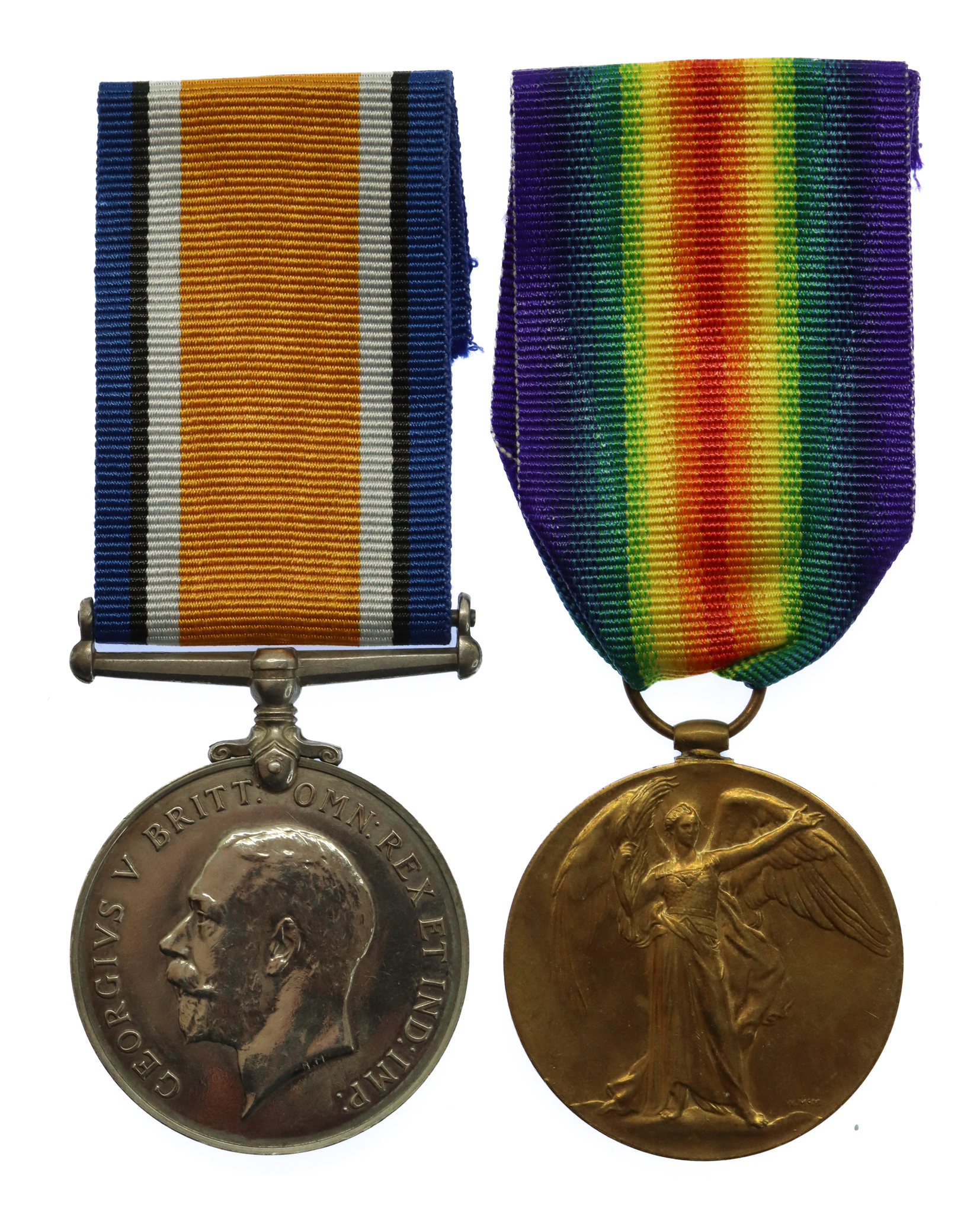 WW1 British War & Victory Medal Pair - Pte. J.W. Loukes, York & Lancaster Regiment - Wounded