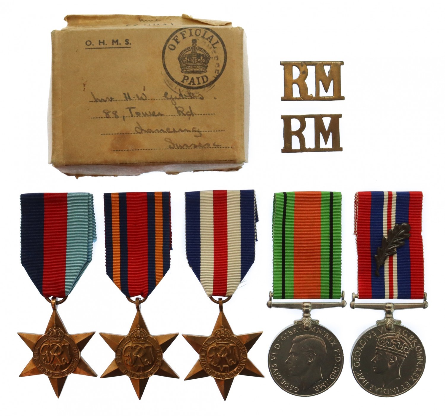 WW2 Normandy Bridgehead Mentioned in Despatches Medal Group of Five - Temp. Cpl. H.W. Gibbs, Royal Marines