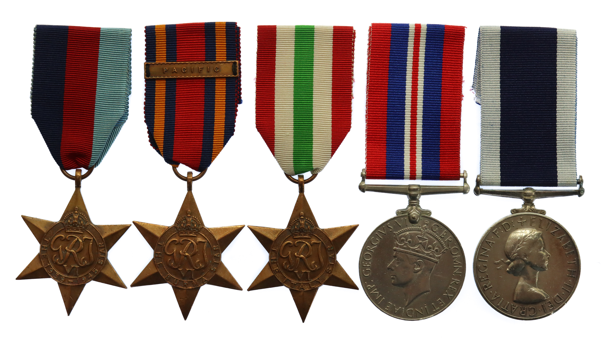 WW2 and Royal Navy Long Service & Good Conduct Medal Group of Five - Leading Stoker K. Rees, Royal Navy