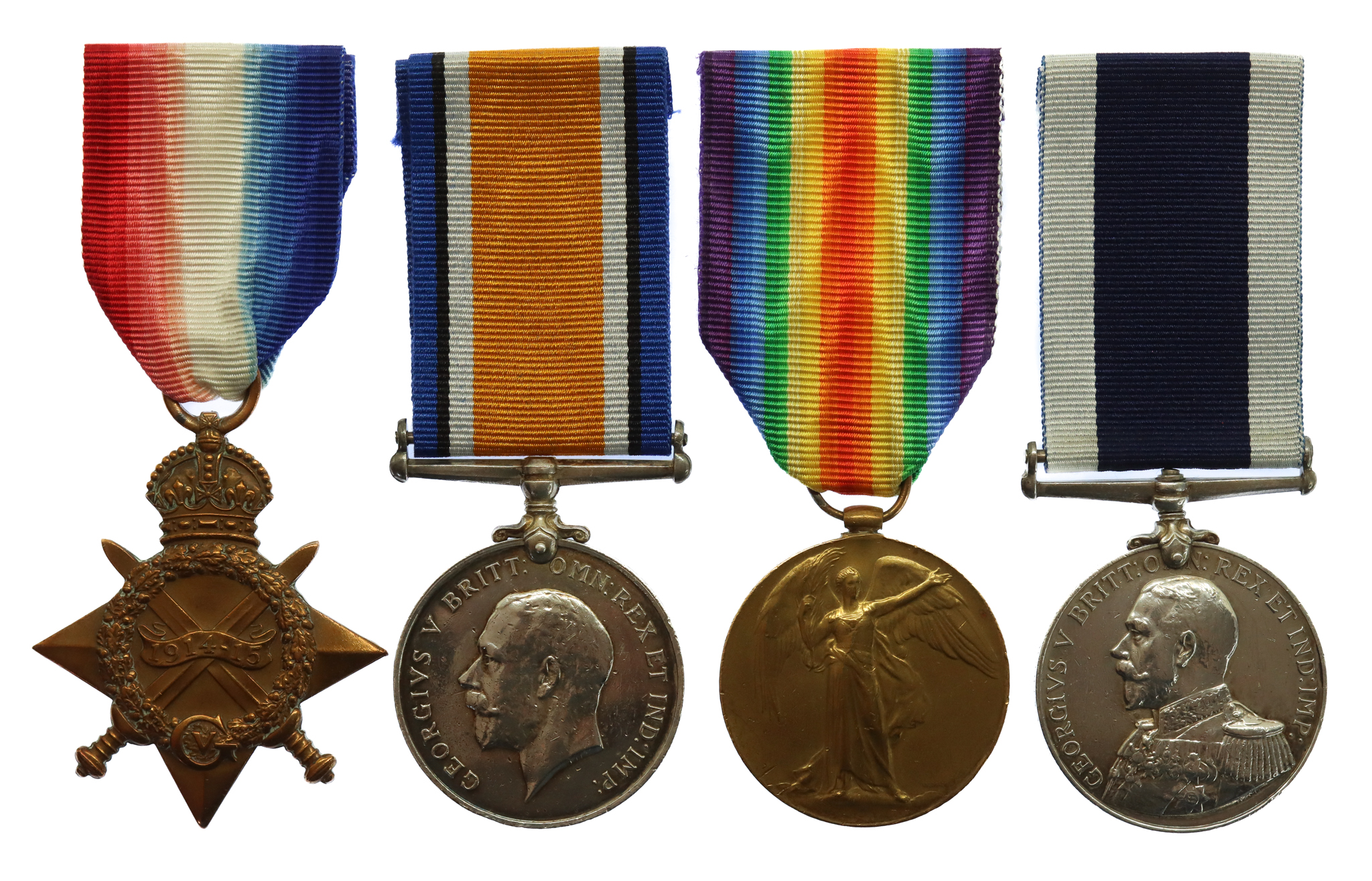 WW1 1914-15 Star, British War Medal, Victory Medal and Royal Navy LS&GC Group of Four - L.Sto. W.F. Treagus, Royal Navy