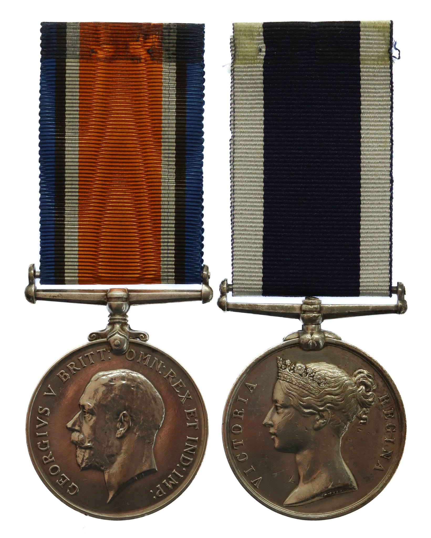 WW1 British War Medal and Victorian Royal Navy Long Service & Good Conduct Medal - Colour Sergt. E. Saunders, Royal Marine Artillery