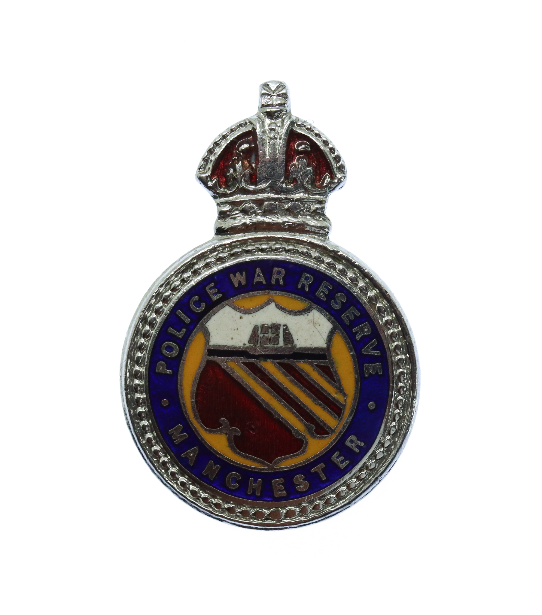 Manchester City Police War Reserve Enamelled Lapel Badge - King's Crown