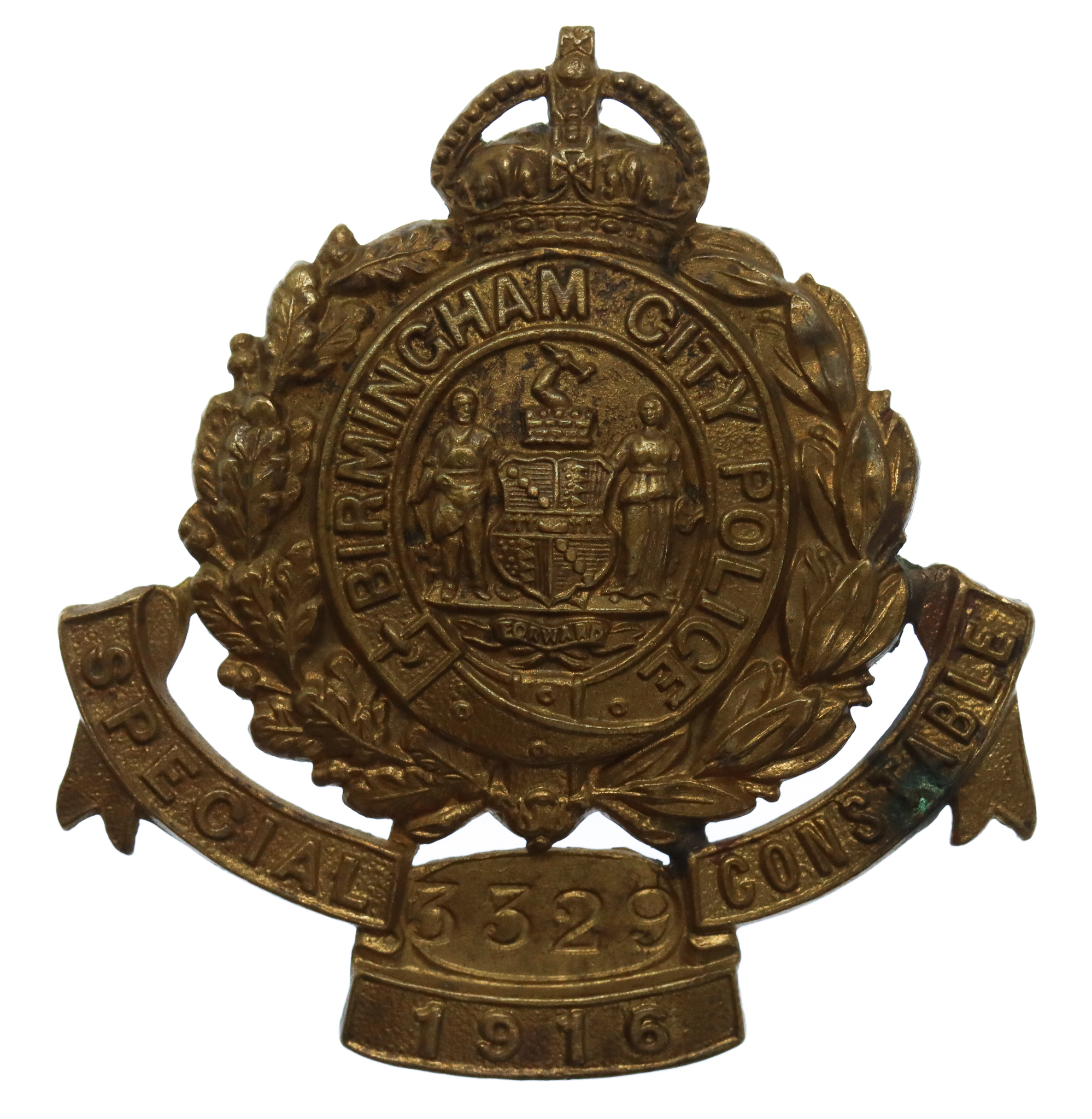 WW1 Birmingham City Police Special Constable 1916 Cap Badge