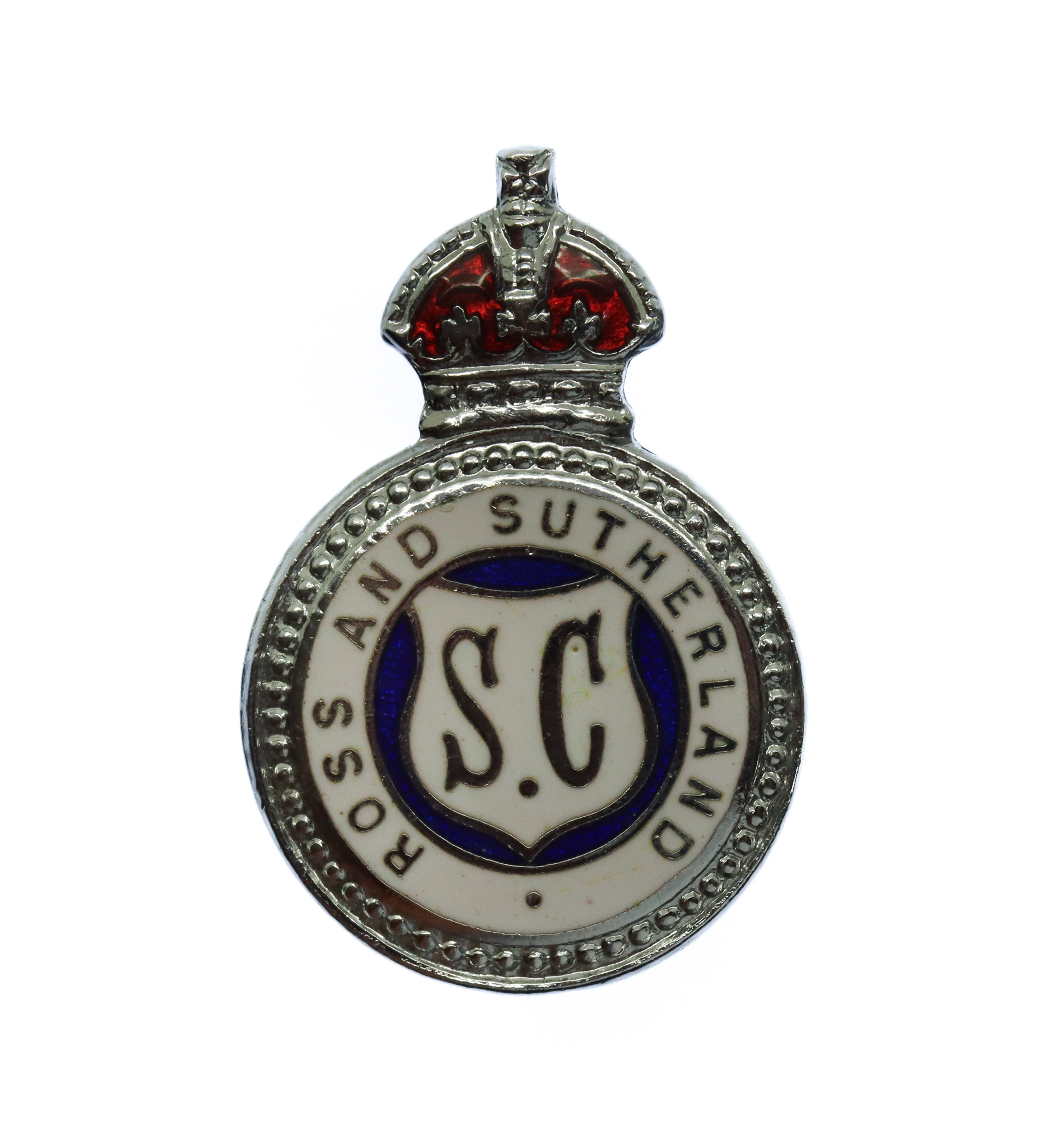 Ross and Sutherland Special Constabulary Enamelled Lapel Badge - King's Crown