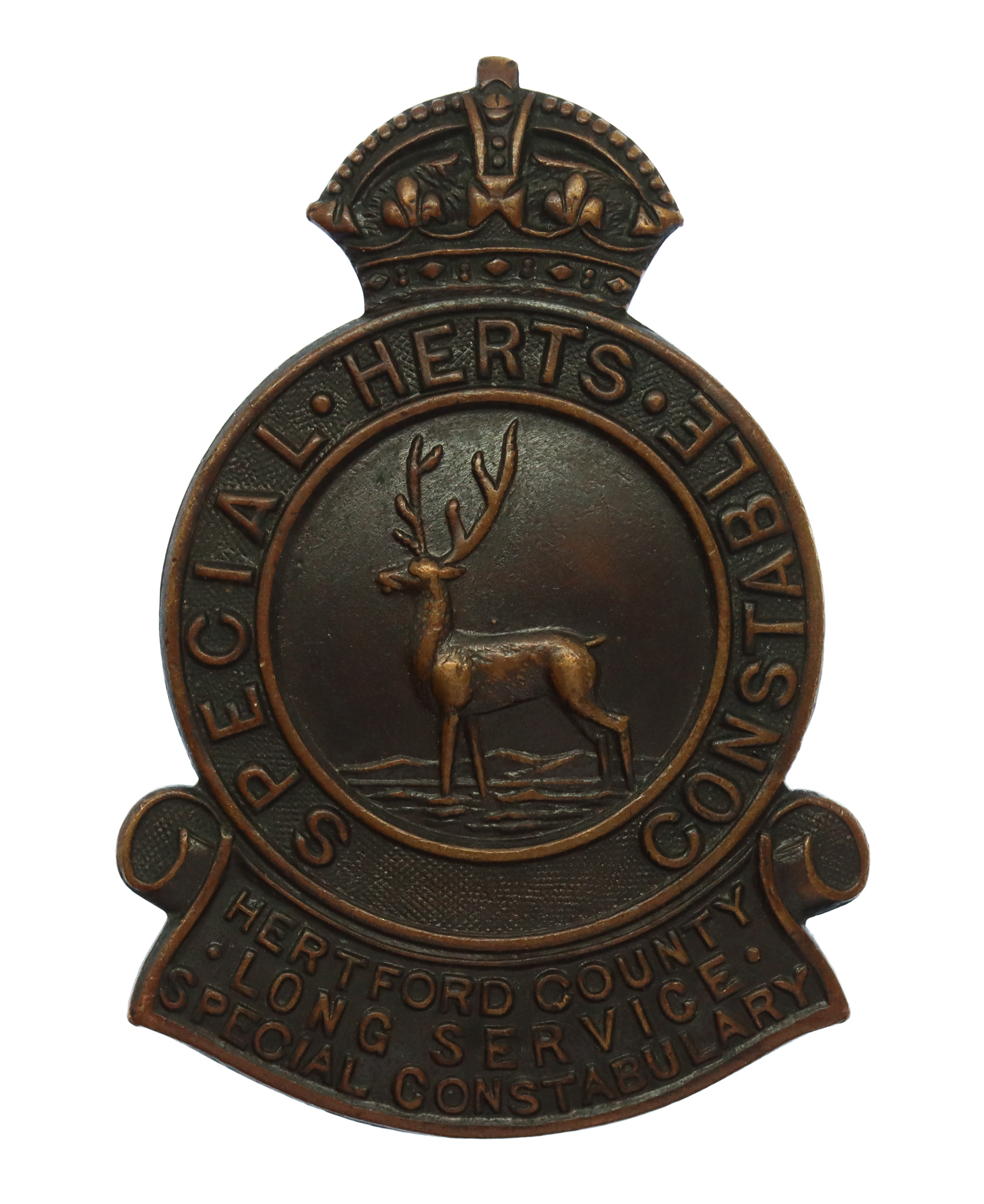 Hertfordshire Herts Special Constable Long Service Lapel Badge - King's Crown