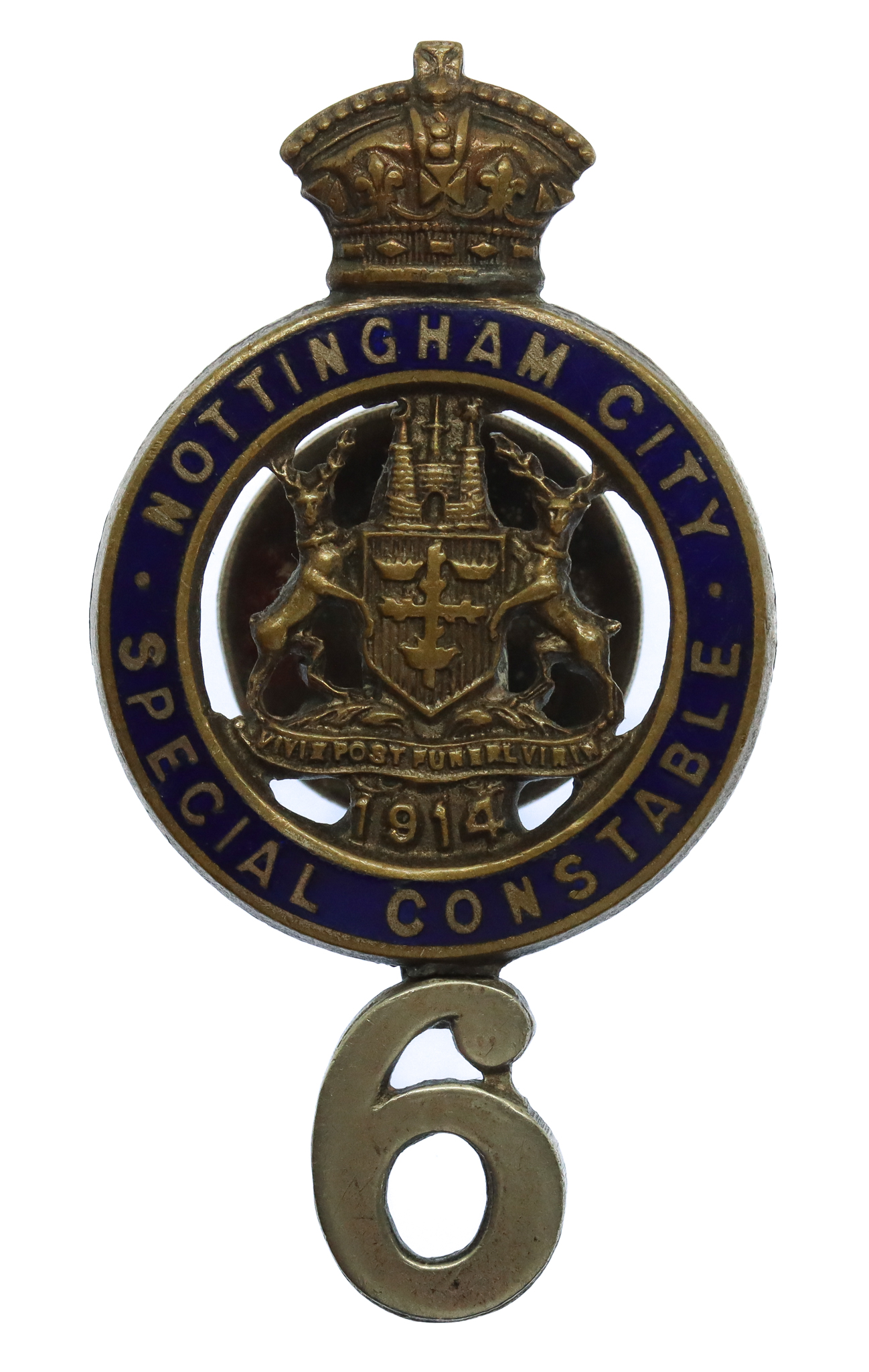 WW1 Nottingham City Special Constable 1914 Enamelled Lapel Badge