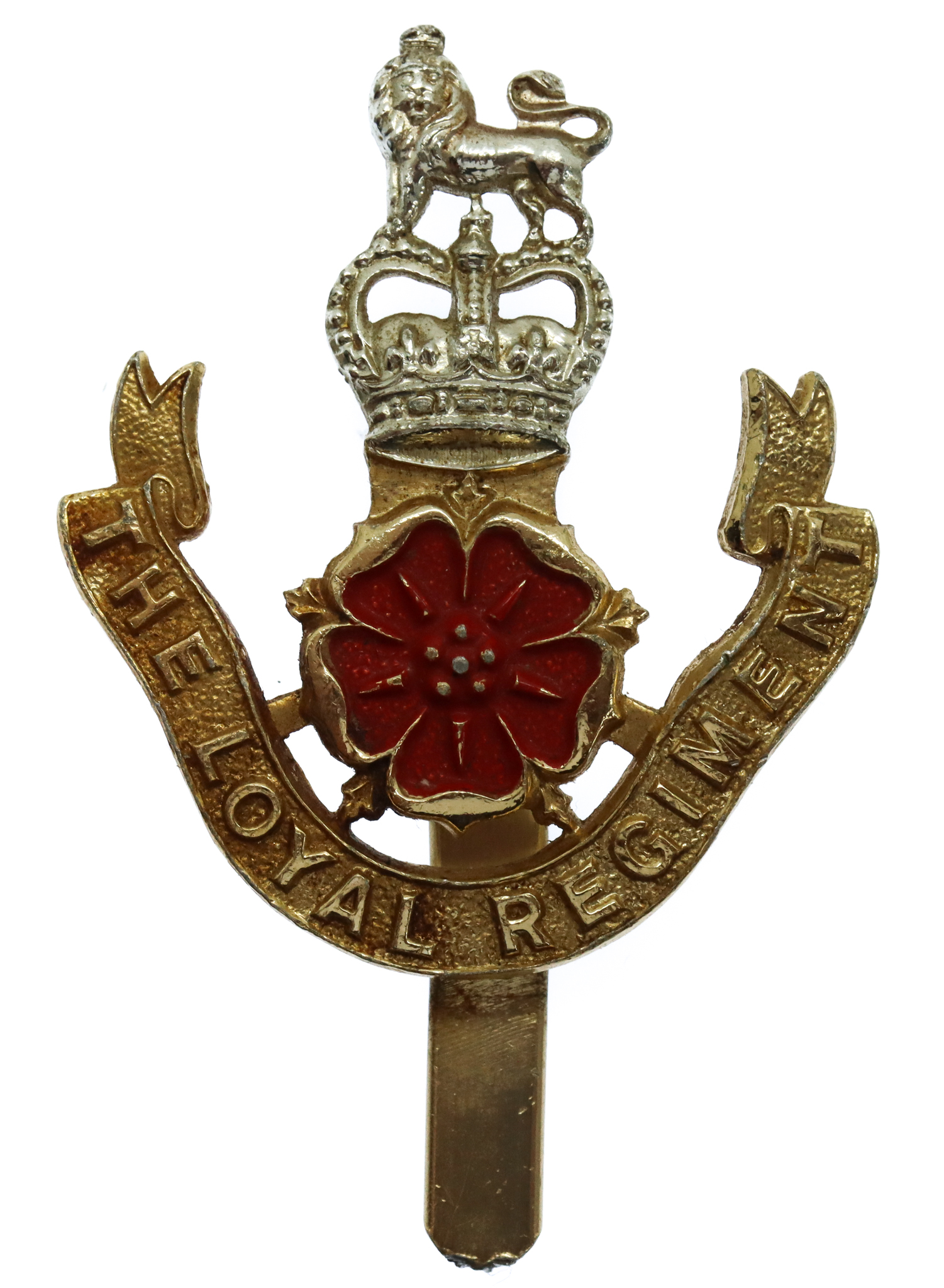 The Loyal Regiment Anodised (Staybrite) Cap Badge - Queen's Crown