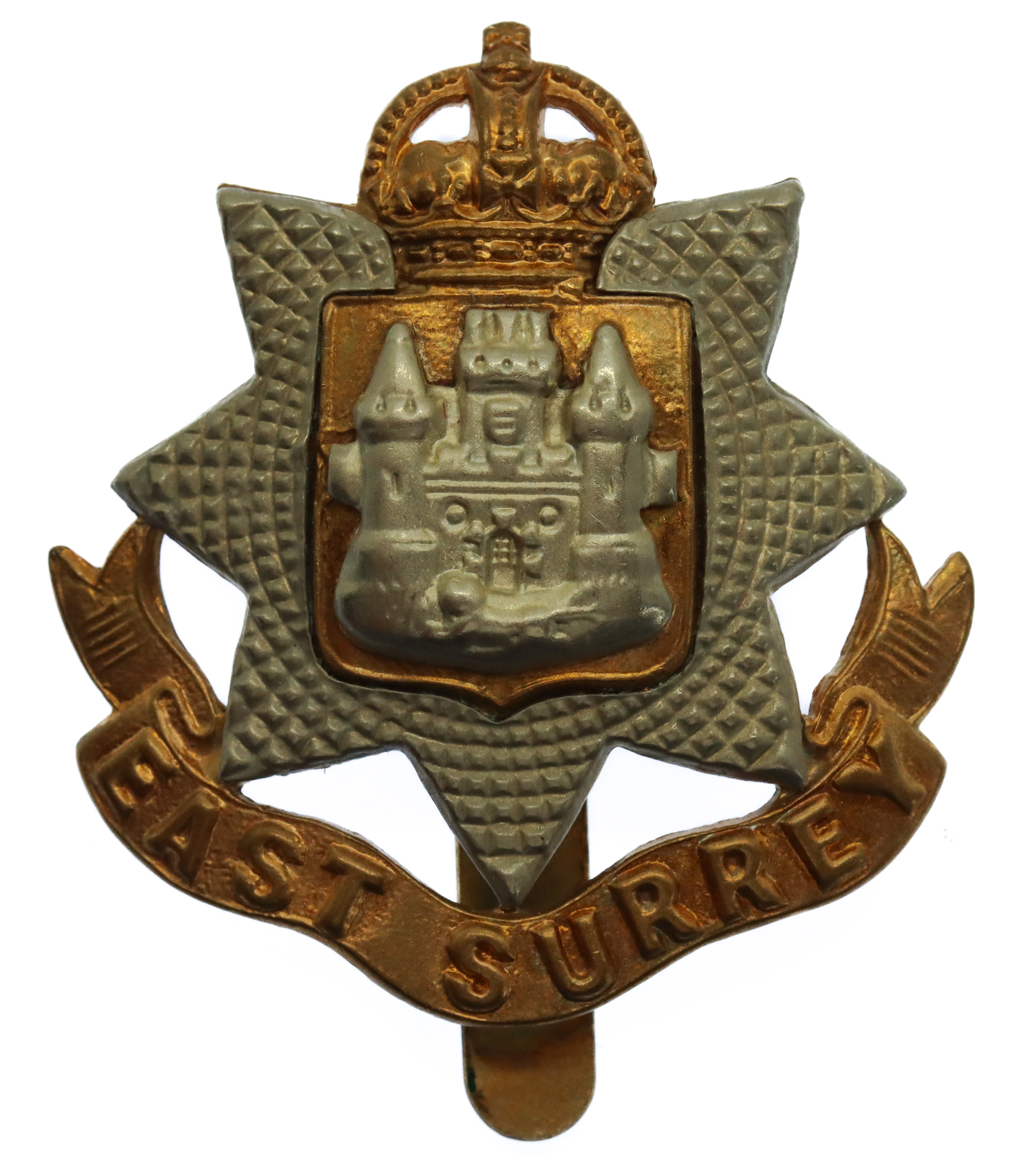 East Surrey Regiment Cap Badge - King's Crown