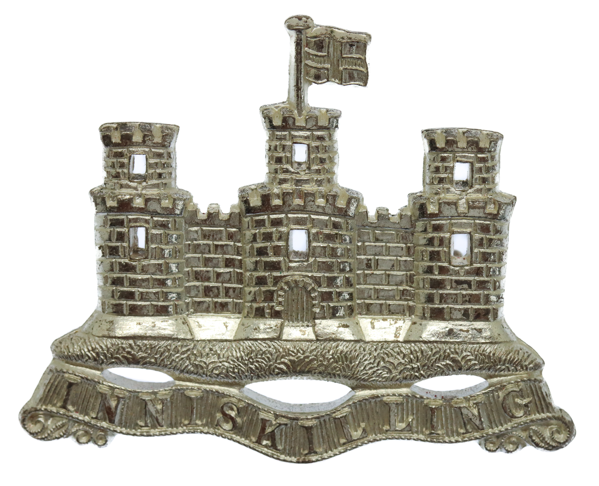 Royal Inniskilling Fusiliers Silver Plated Piper's Cap Badge 