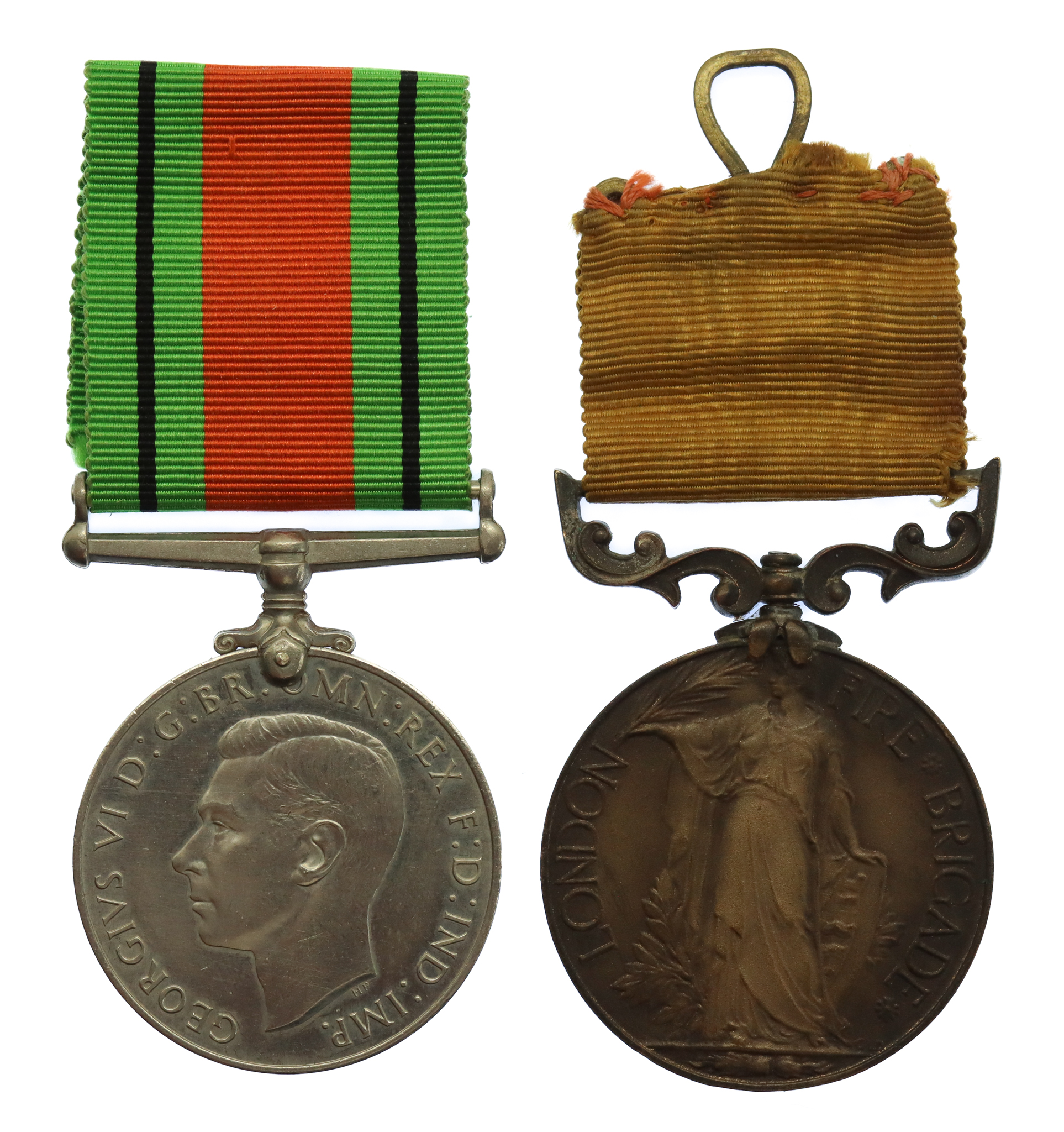 WW2 Defence Medal and London Fire Brigade Long Service Medal Pair - Senior Fireman W.H.V. Bolt, London Fire Brigade