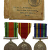 WW2 Defence Medal, Fire Brigade Long Service Medal and Civil Defence Medal Group of Three - Auxiliary Fireman William J. Hawkes