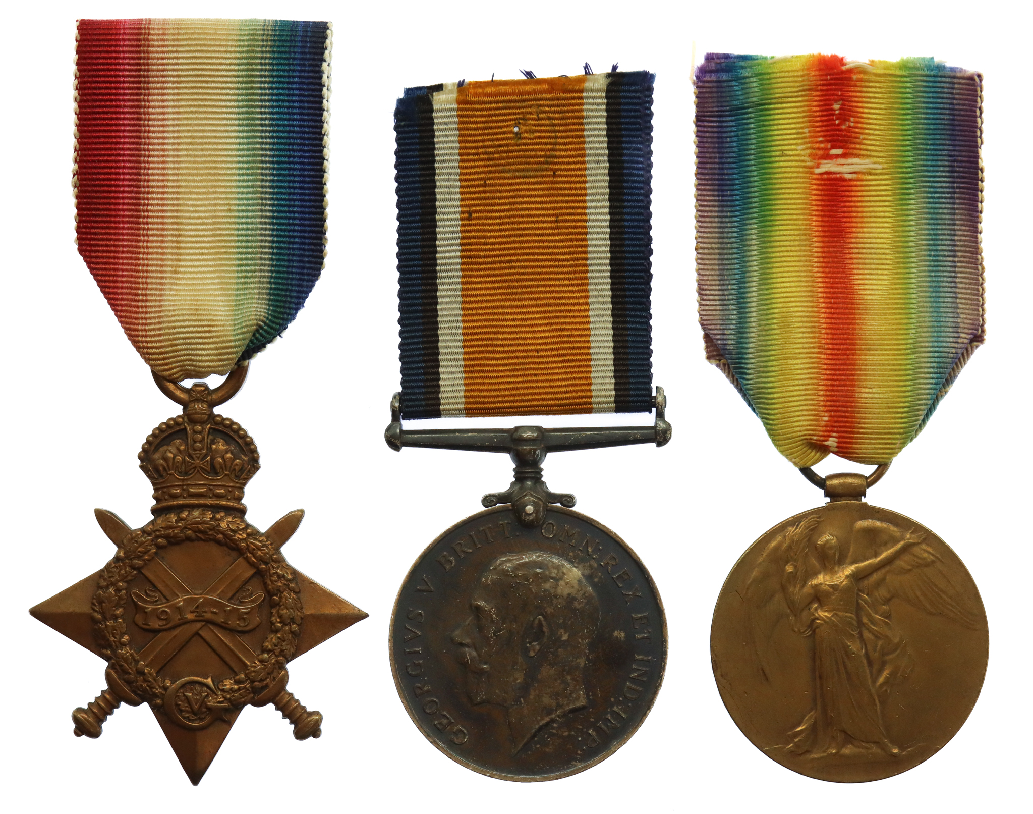 WW1 1914-15 Star Medal Trio - Pte. A.E. Wise, 8th Bn. Leicestershire Regiment - Wounded