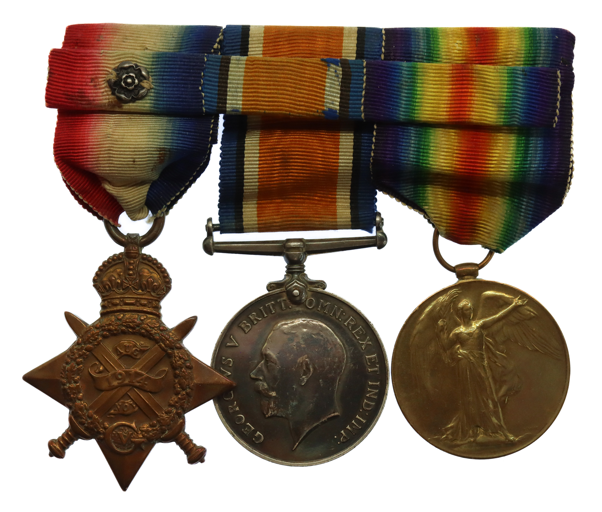 WW1 Prisoner of War 1914 Mons Star Medal Trio - Sjt. H.C.J. Barton, 1st Bn. East Lancashire Regiment 