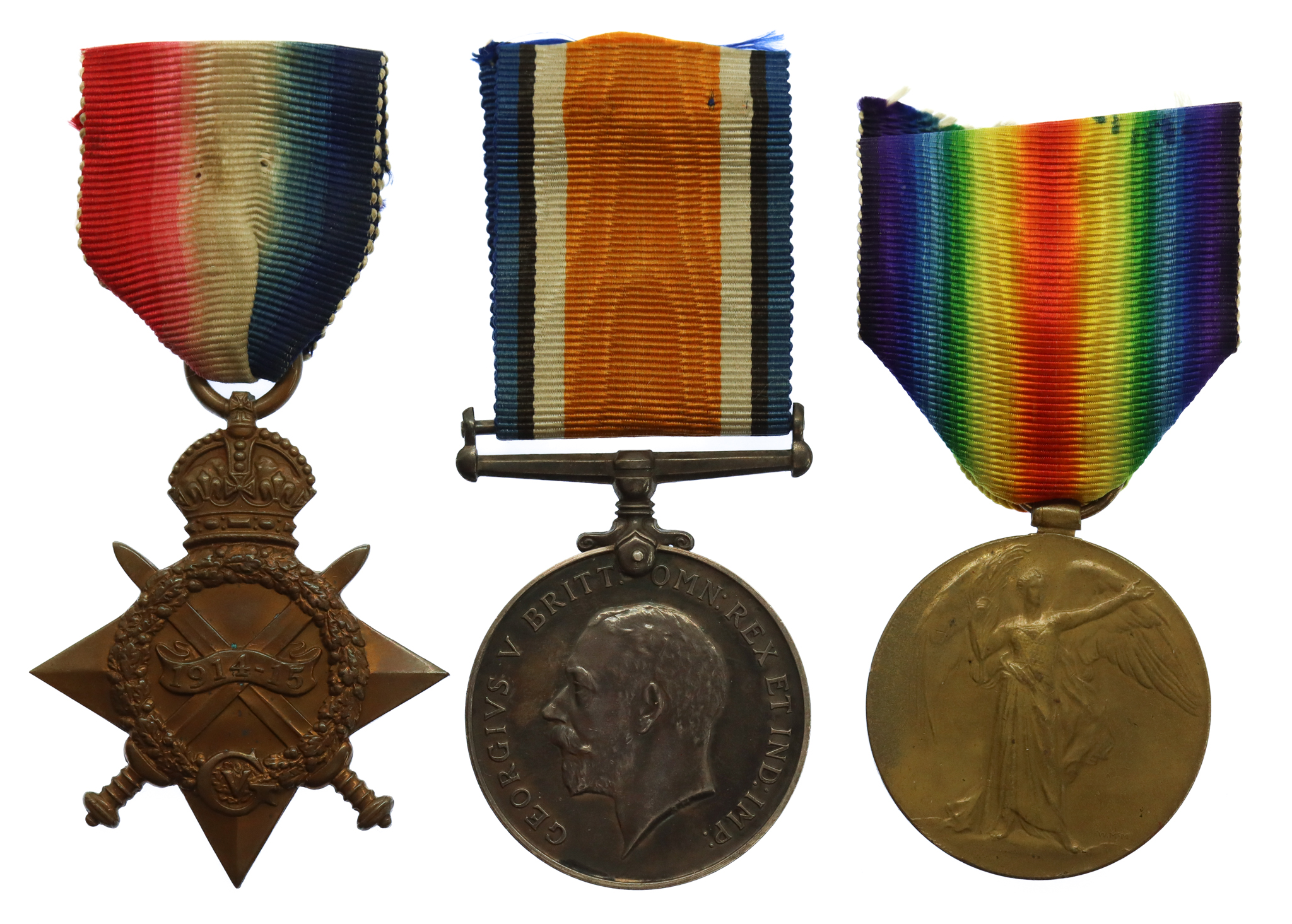 WW1 1914-15 Star Medal Trio - Pte. H. Smith, 8th Bn. Leicestershire Regiment - Wounded at Bazentin Wood, Somme