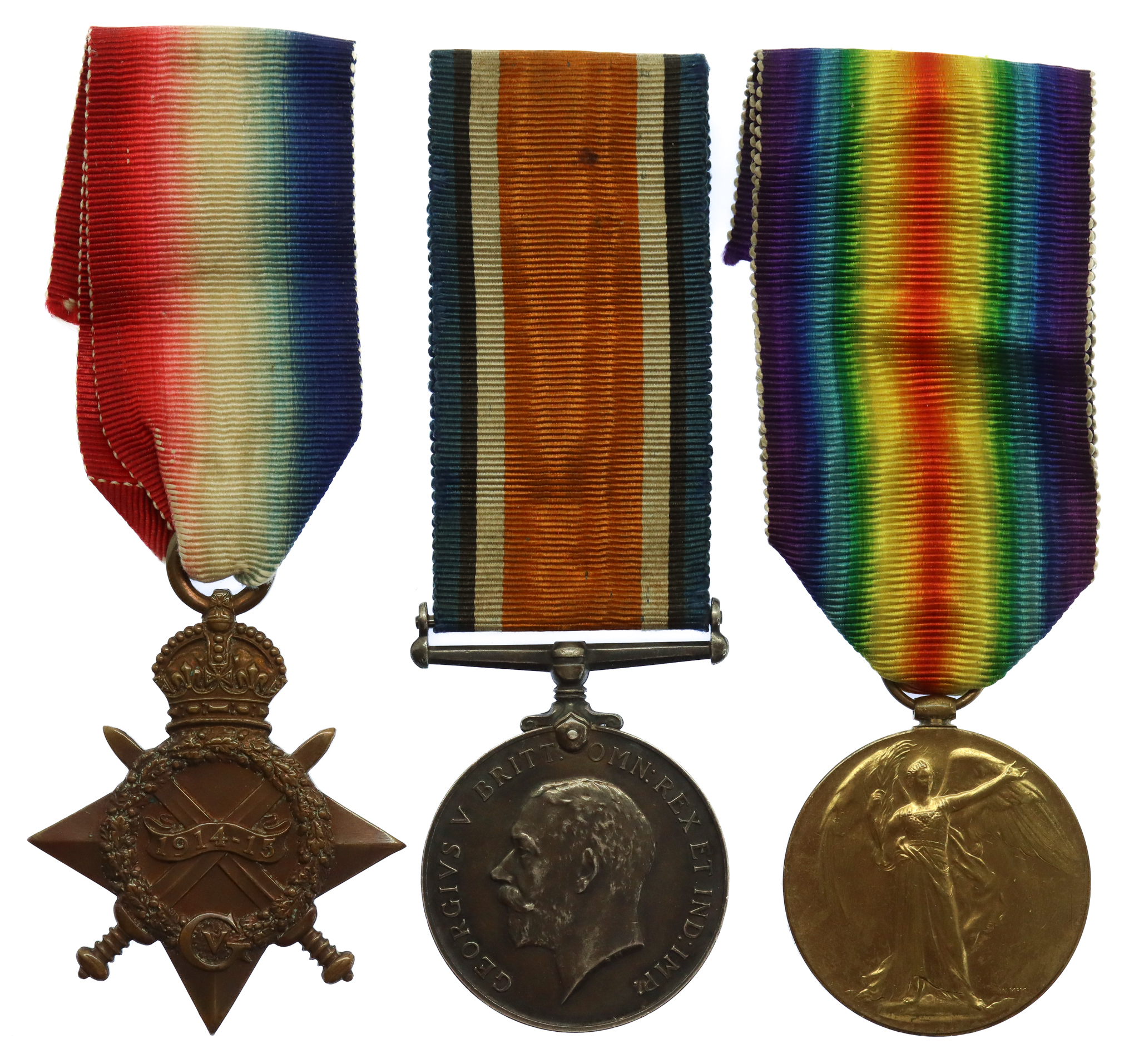 WW1 Prisoner of War 1914-15 Star Medal Trio - Pte. M.W. Andrews, 18th (2nd Bradford Pals) Bn West Yorkshire Regiment (later Royal Irish Fusiliers POW) - Wounded 1/7/16