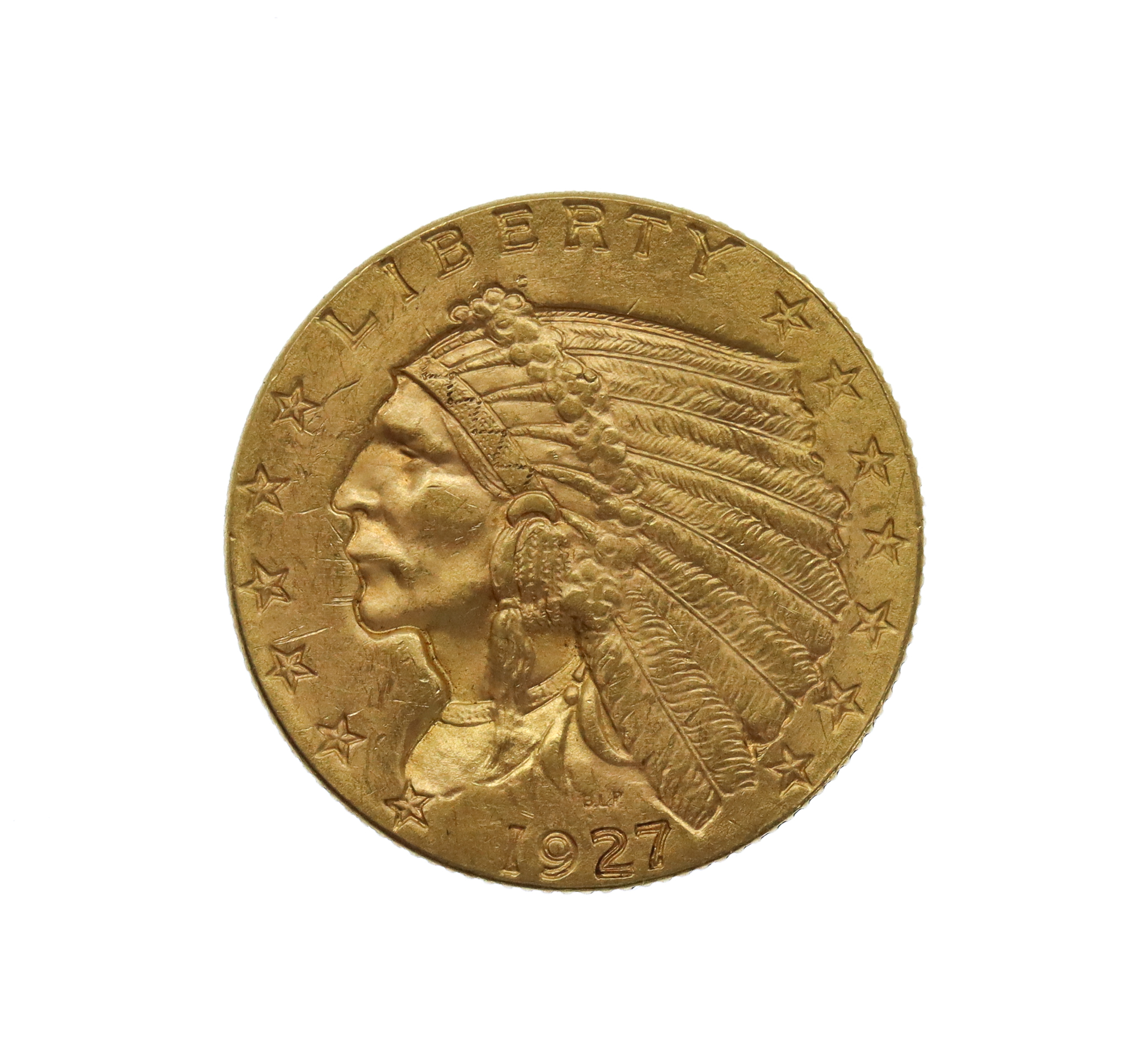 USA United States 1927 "Indian Head"  Gold 2 1/2 Dollars "Quarter Eagle" Coin