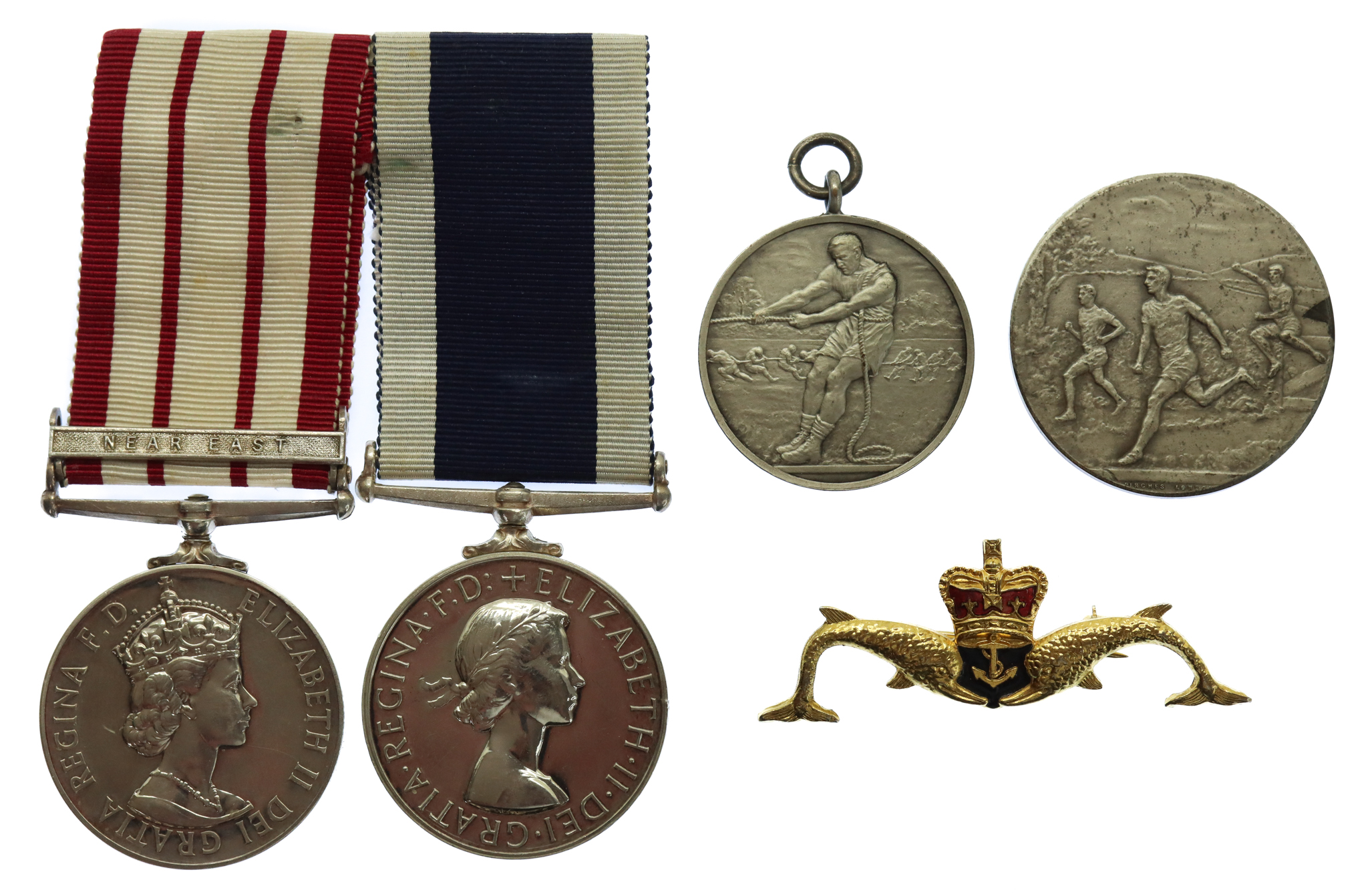 Naval General Service Medal (Clasp - Near East) and Royal Navy Long Service & Good Conduct Submariner Medal Pair - Chief Control Artificer E.F. Harnden, Royal Navy