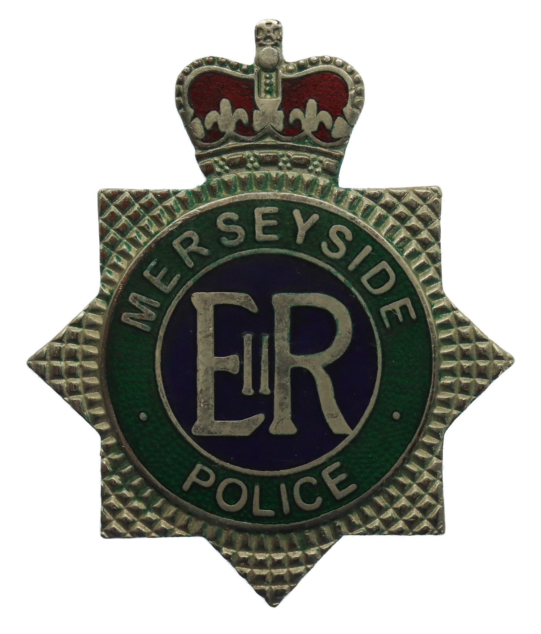 Merseyside Police Enamelled Warrant Card Badge - Queen's Crown