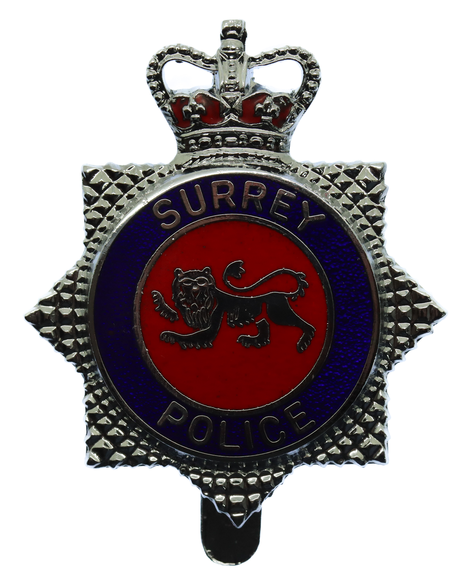 Surrey Police Enamelled Star Cap Badge - Queen's Crown