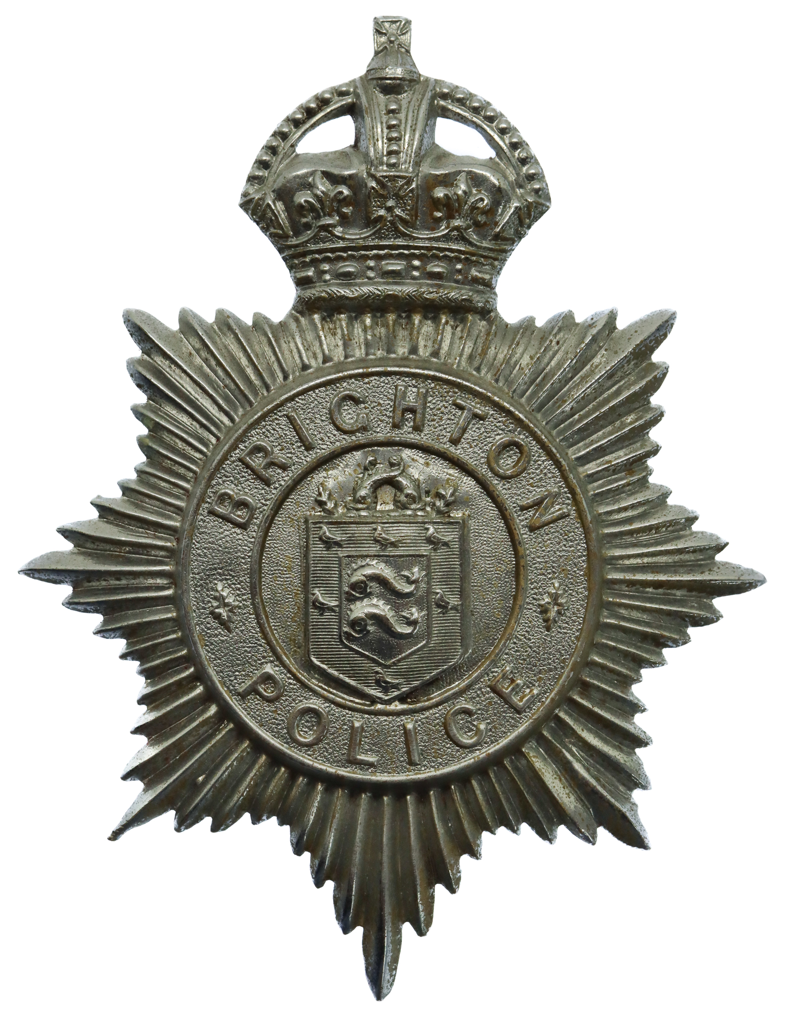 Brighton Borough Police Helmet Plate - King's Crown