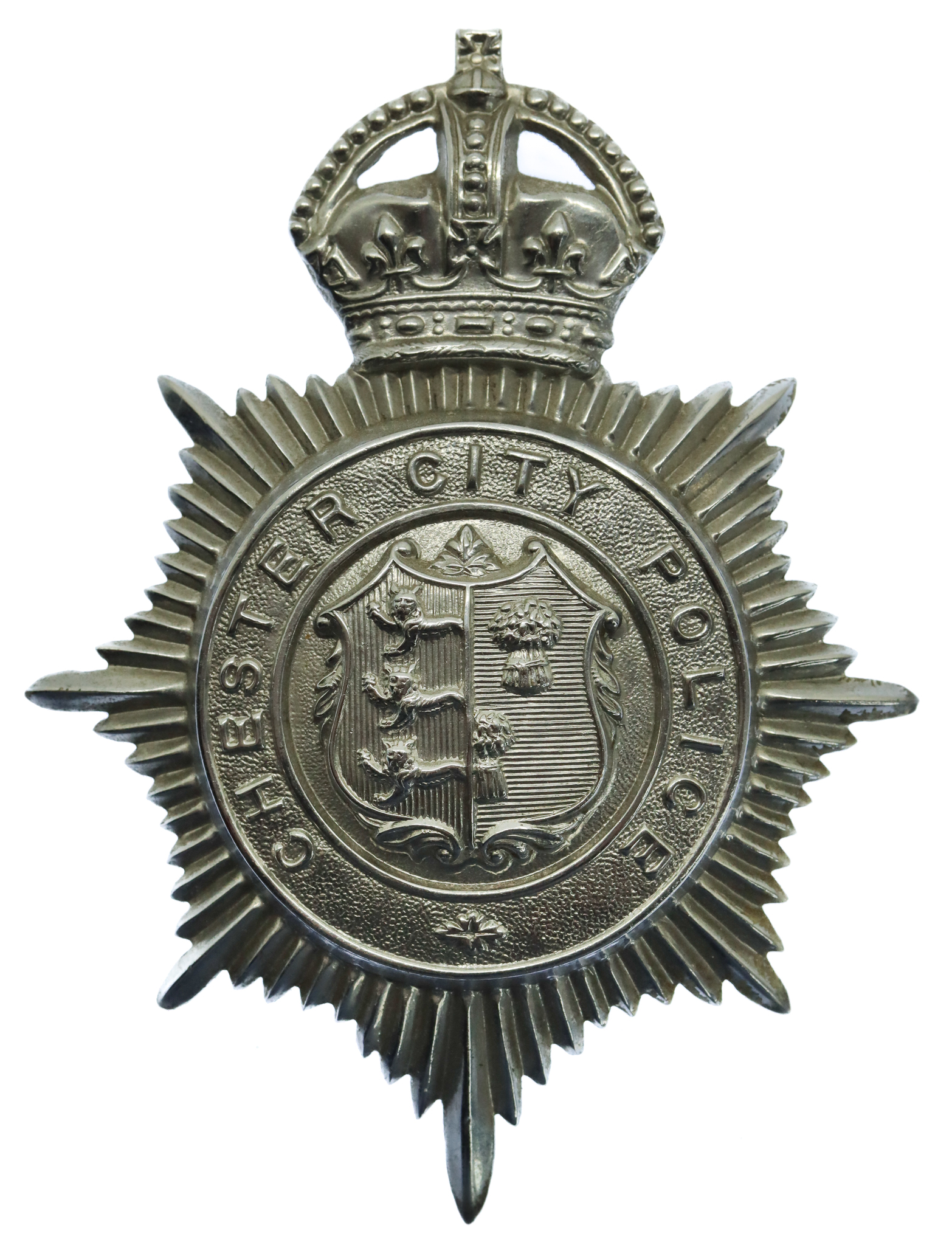 Chester City Police Helmet Plate - King's Crown