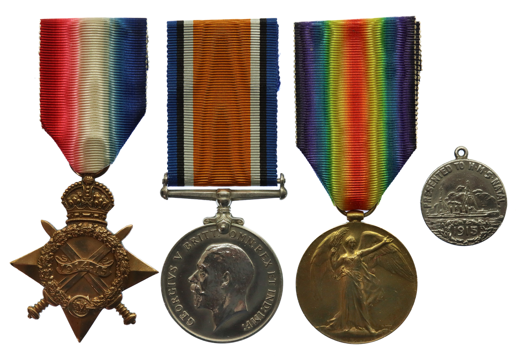 WW1 1914-15 Star Medal Trio and HMS Natal 1915 Medal - Able Seaman C.J. Marshall, Royal Navy