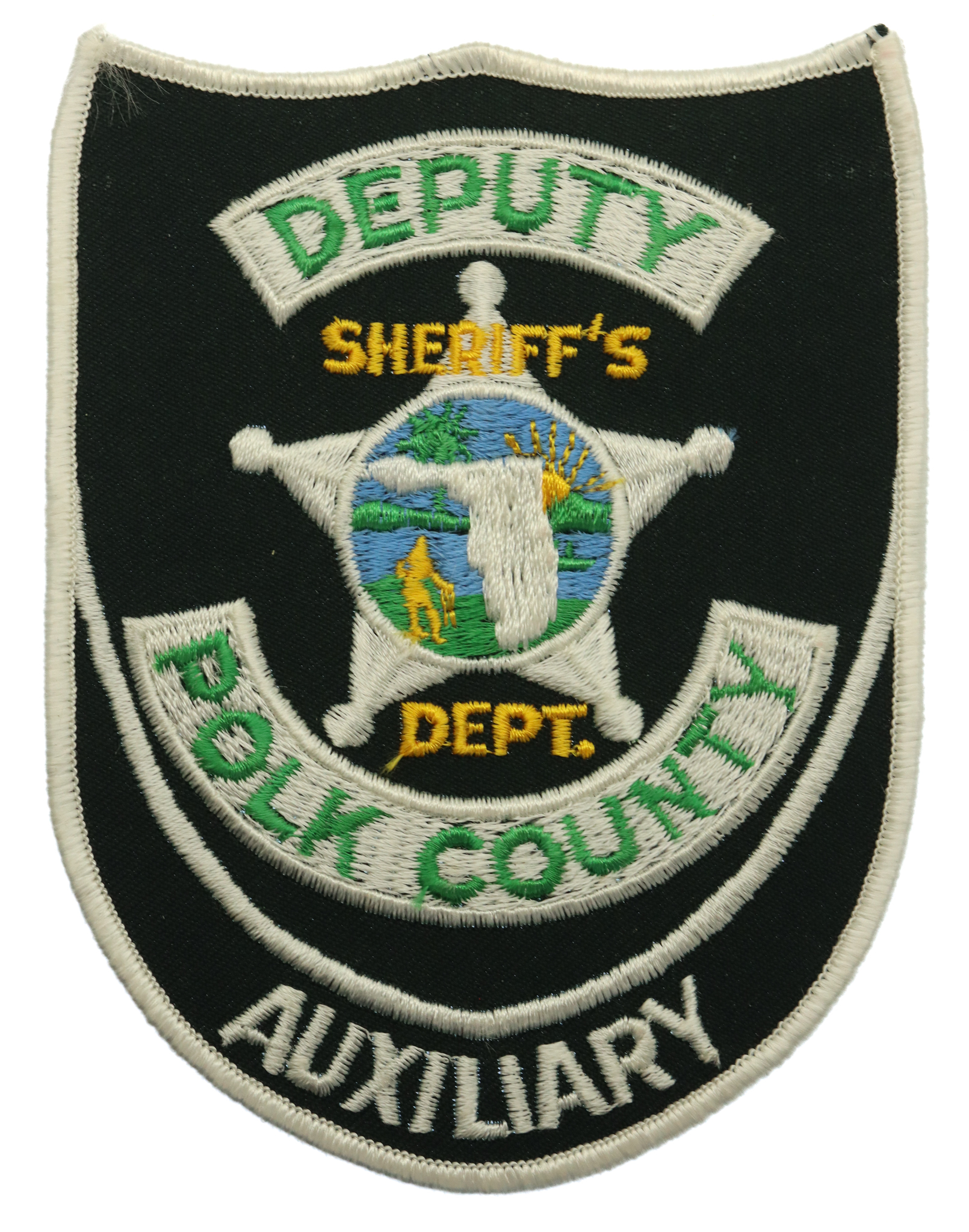 United States Polk County Deputy Sheriff's Dept. Auxiliary Cloth Patch Badge