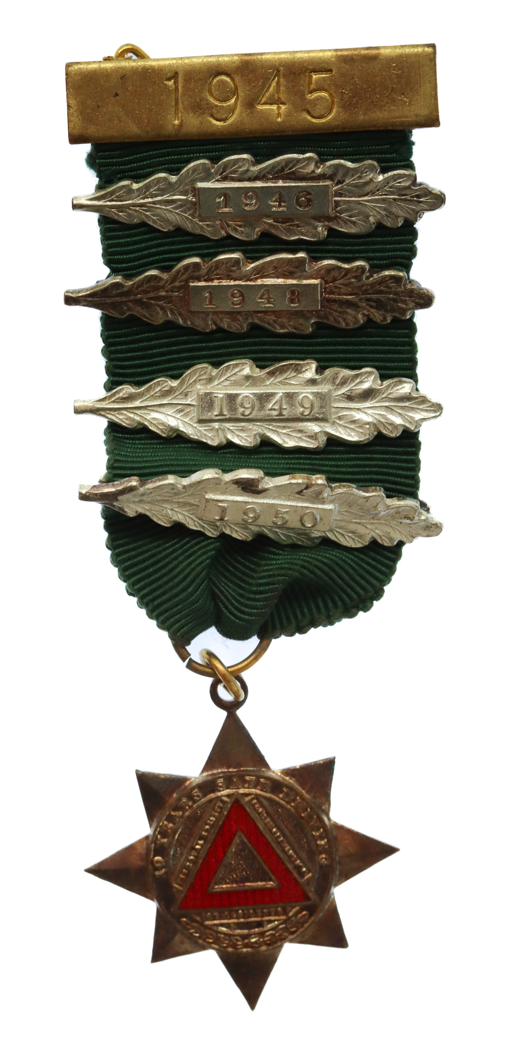 Royal Society for the Prevention of Accidents, 10 Year Safe Driving Medal 1945, with Four Bars