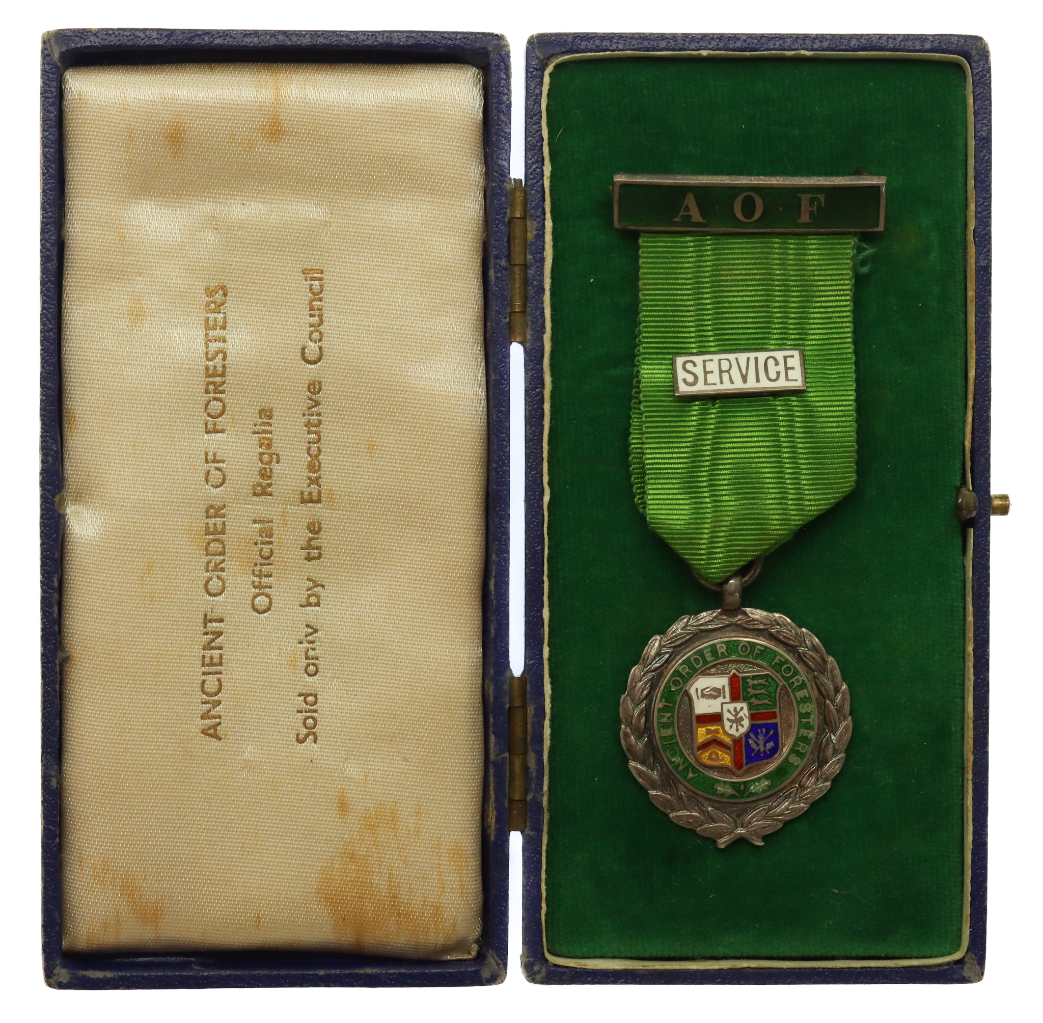 Ancient Order of Foresters Exemplary Service Medal 1938 In Box