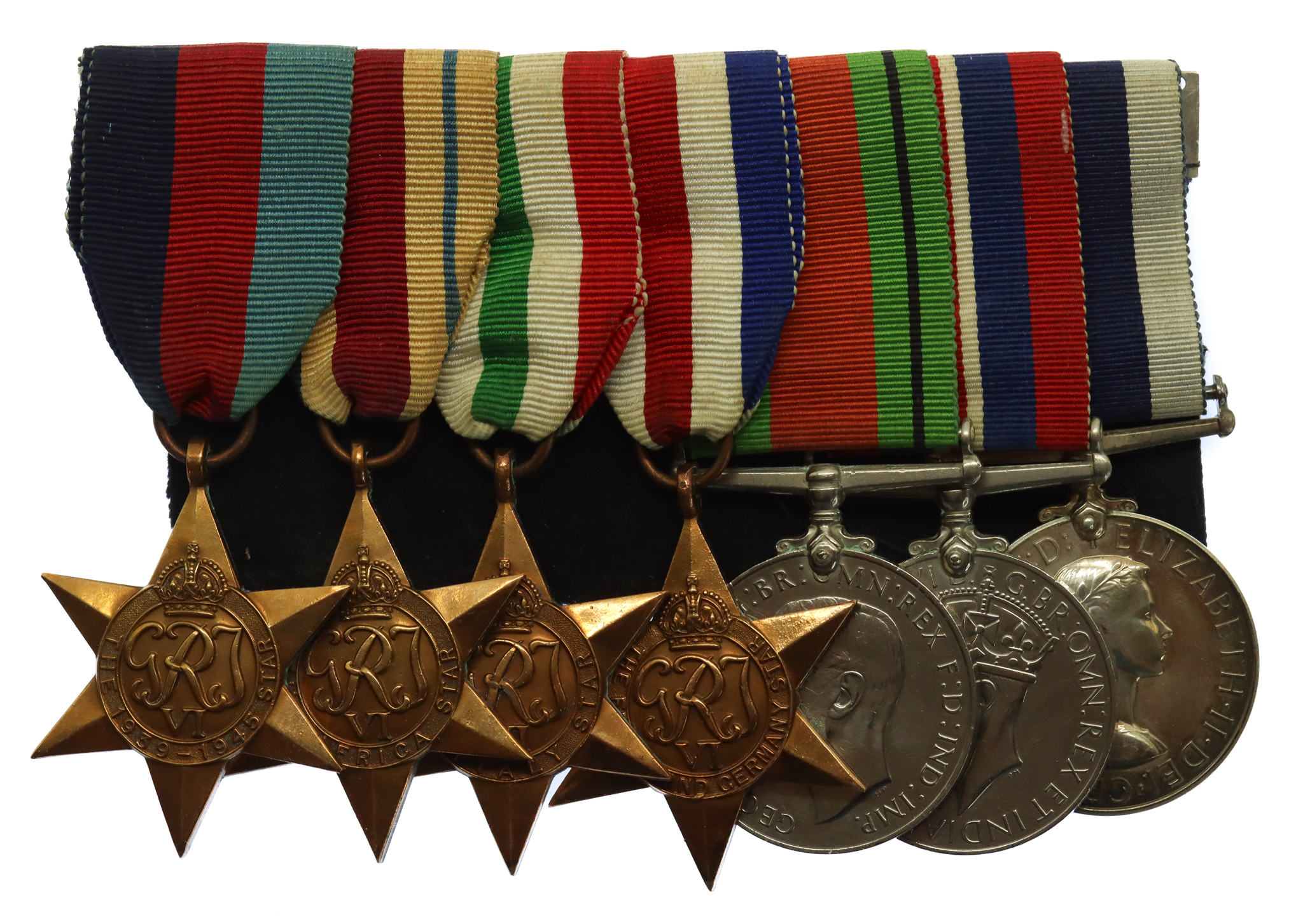WW2 and Royal Navy Long Service & Good Conduct Medal Group of Seven - Shipwright Artificer 2nd Class N.A. Holding, Royal Navy