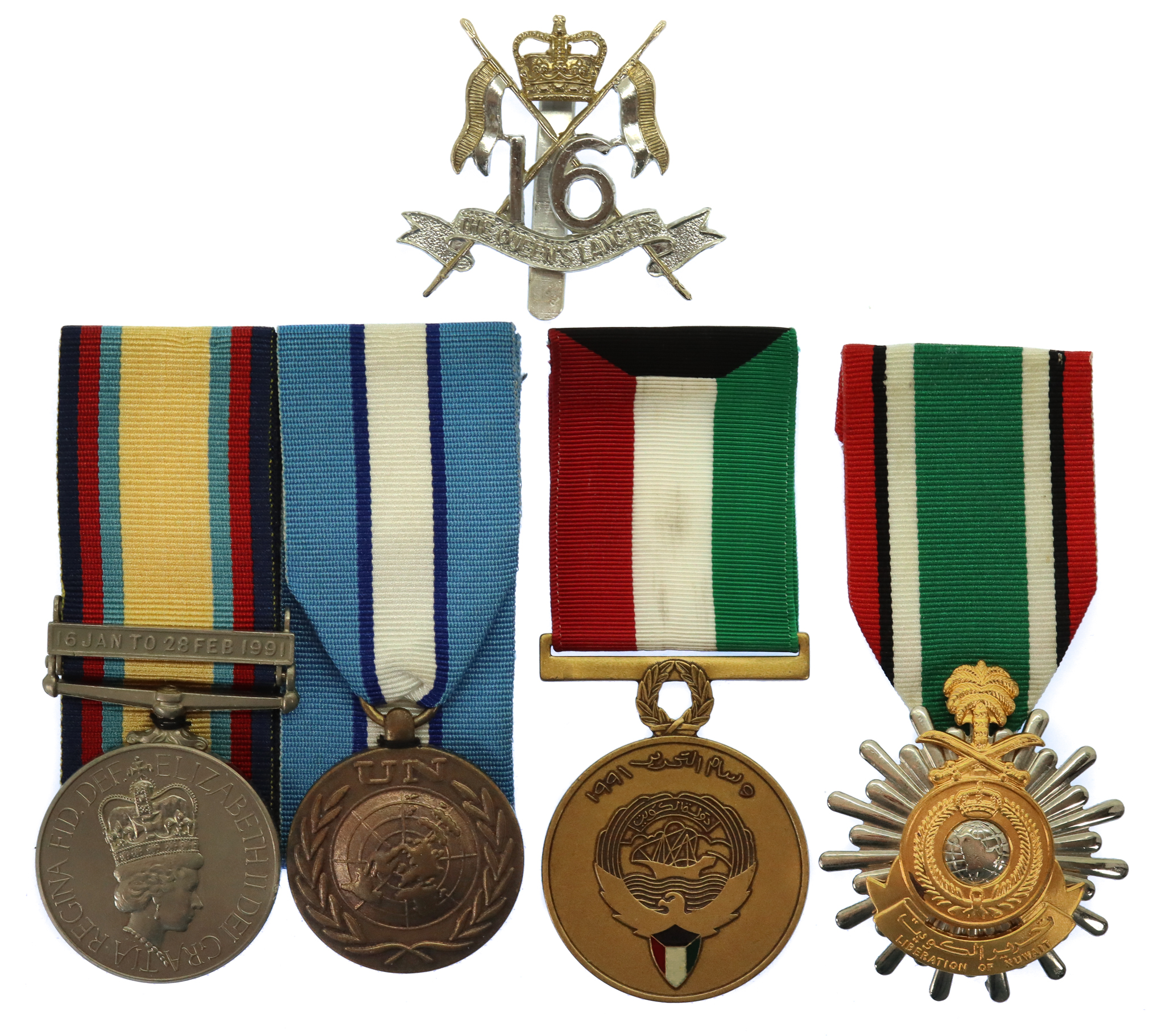 Gulf Medal 1990-1991 (Clasp - 16 Jan to 28 Feb 1991) Group of Four - L.Cpl. T.R. Eaton-Lees, 16th/5th Lancers