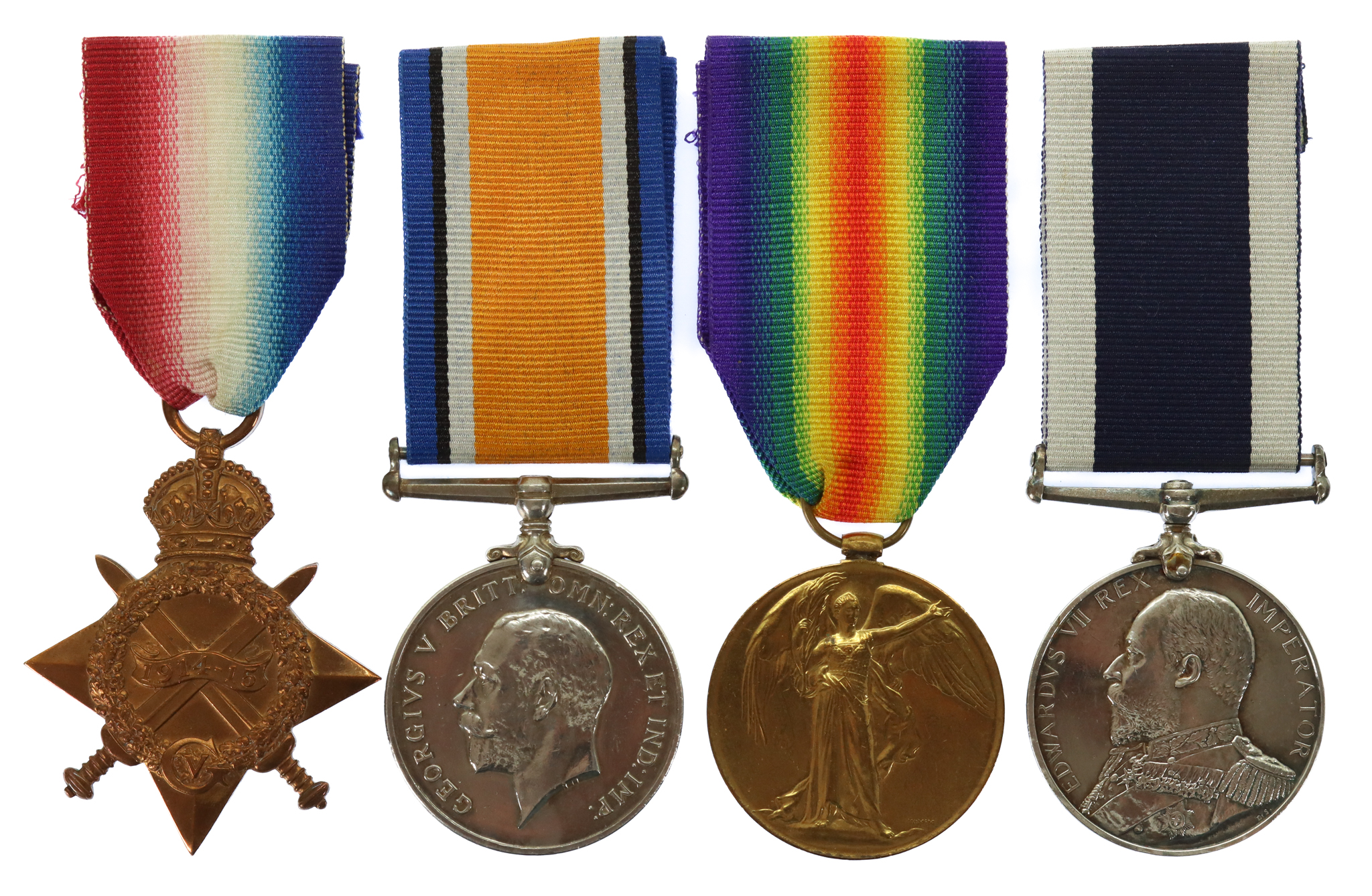 WW1 1914-15 Star Trio and Royal Navy Long Service & Good Conduct Medal Group of Four - Master At Arms H.J. Wood, Royal Navy