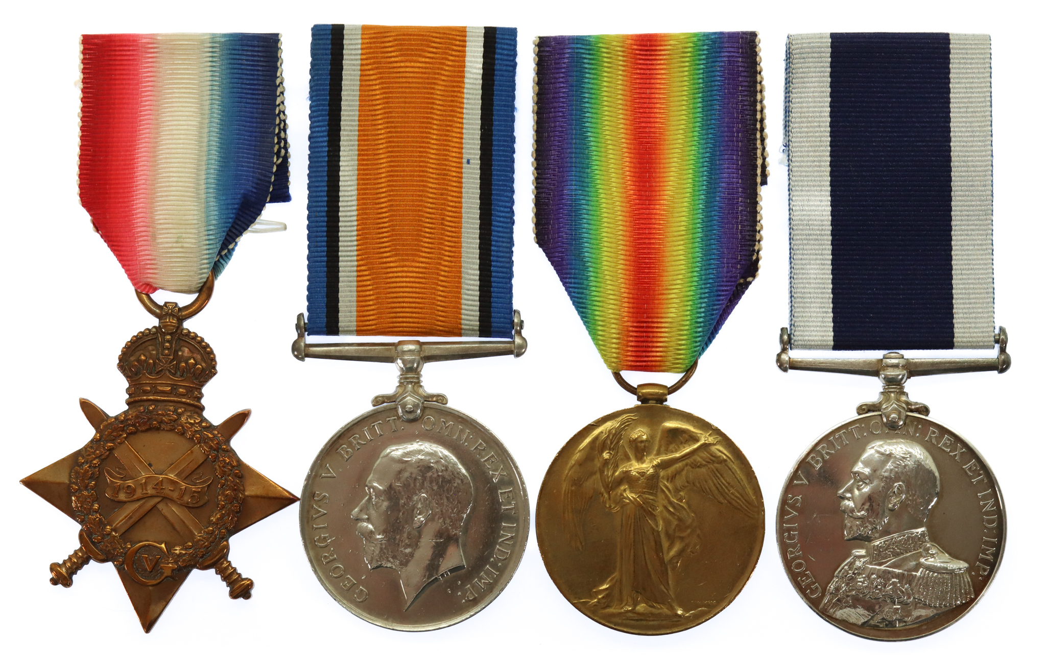 WW1 1914-15 Star Trio and Royal Navy Long Service & Good Conduct Medal Group of Four - Gunner J. Warner, Royal Marine Artillery