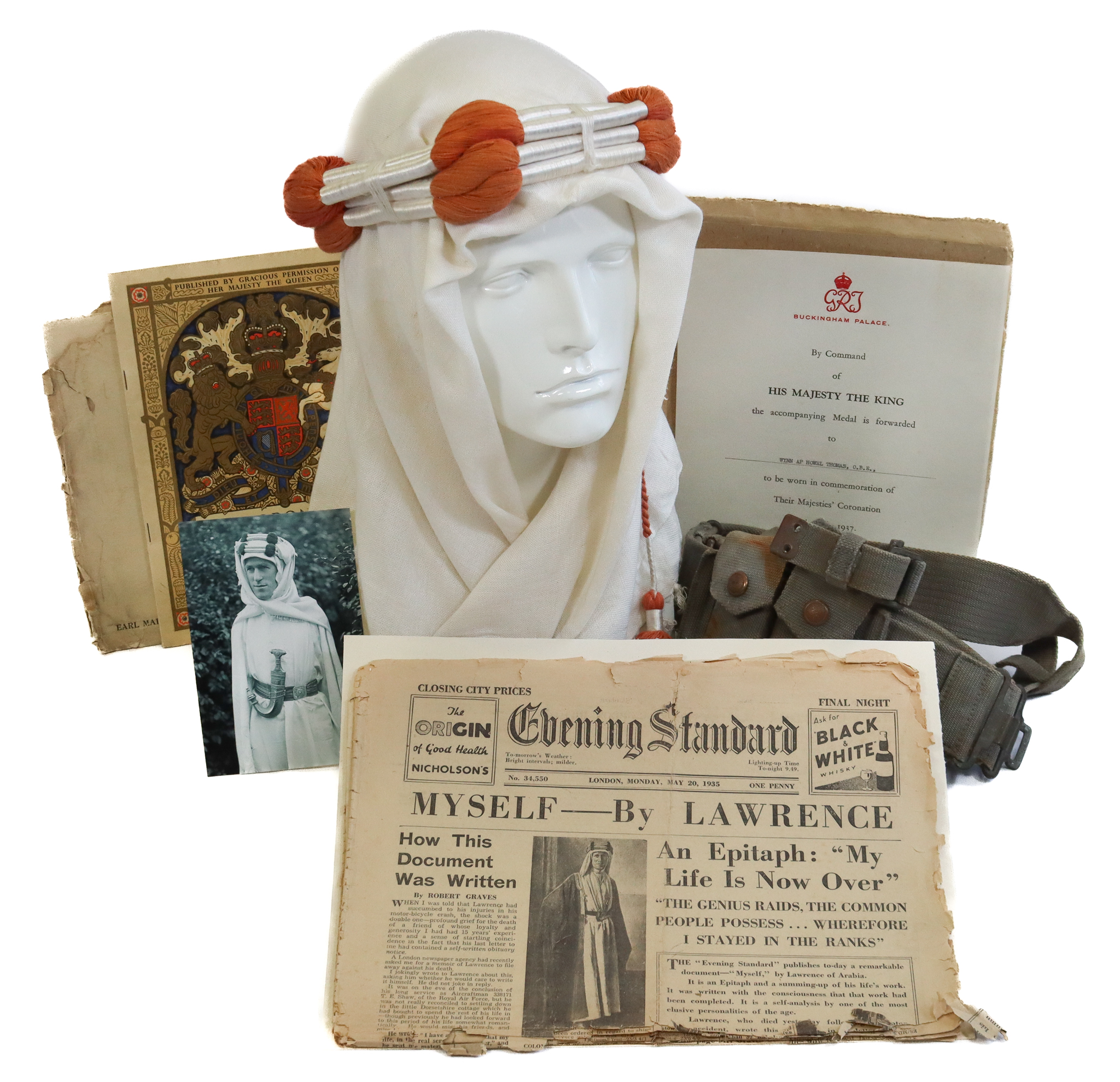 Arab Headdress of T.E. Lawrence "Lawrence of Arabia" with Provenance