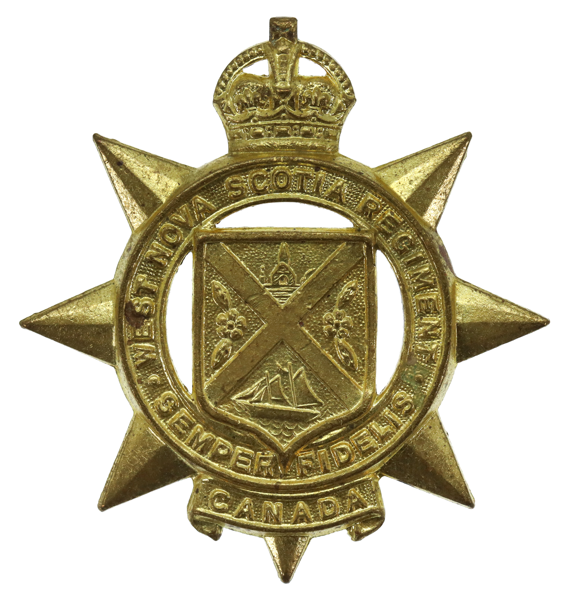 Canadian West Nova Scotia Regiment Cap Badge - King's Crown