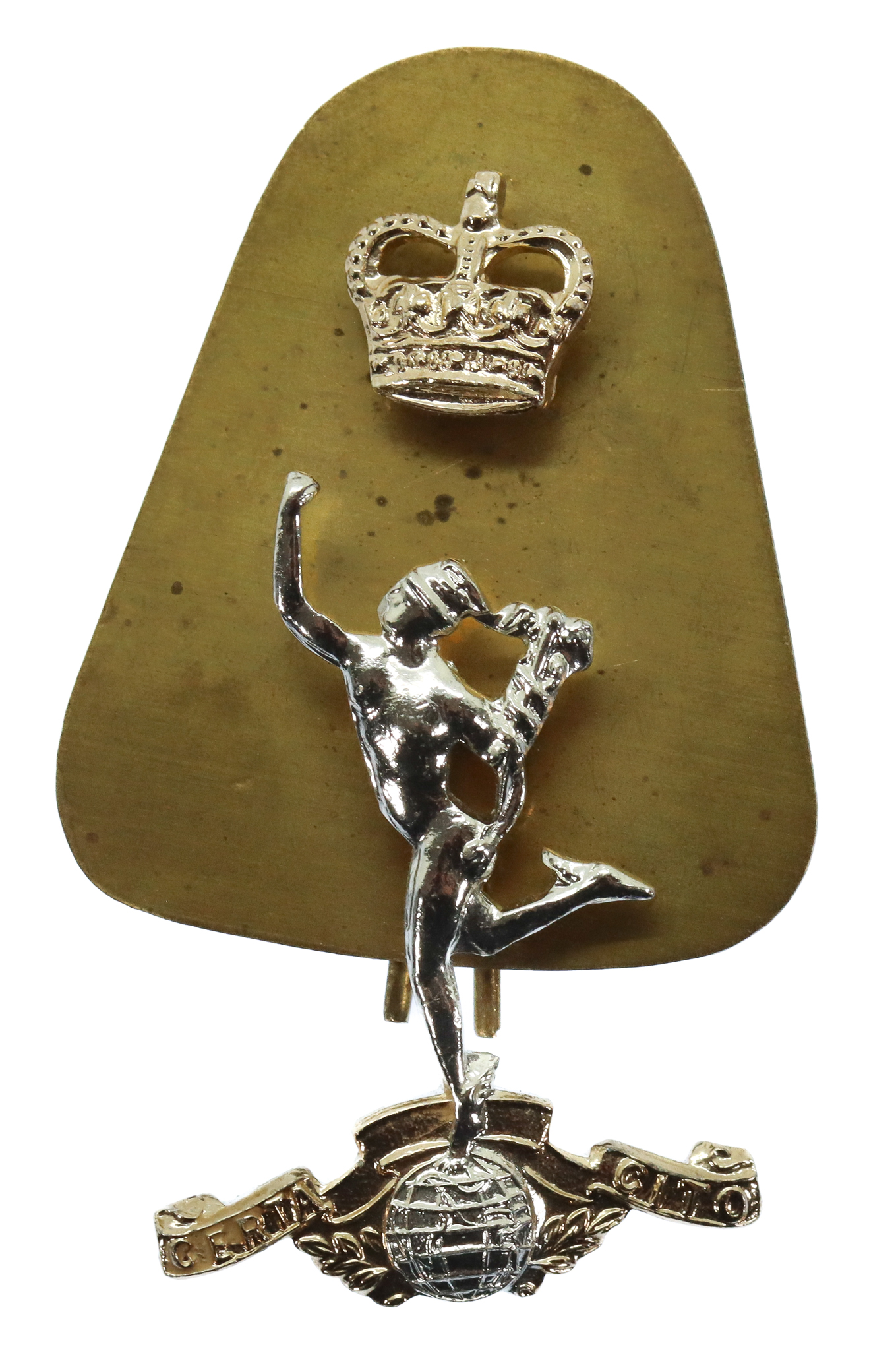Royal Corps of Signals Anodised (Staybrite) Cap Badge - Queen's Crown