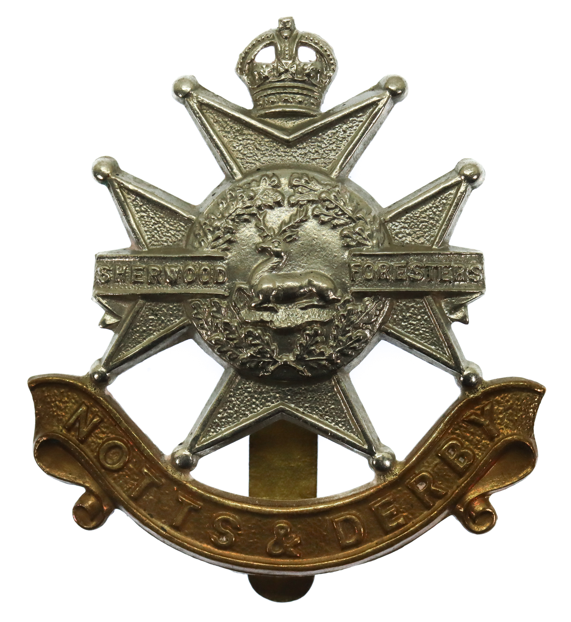 Notts & Derby Regiment (Sherwood Foresters) Cap Badge - King's Crown