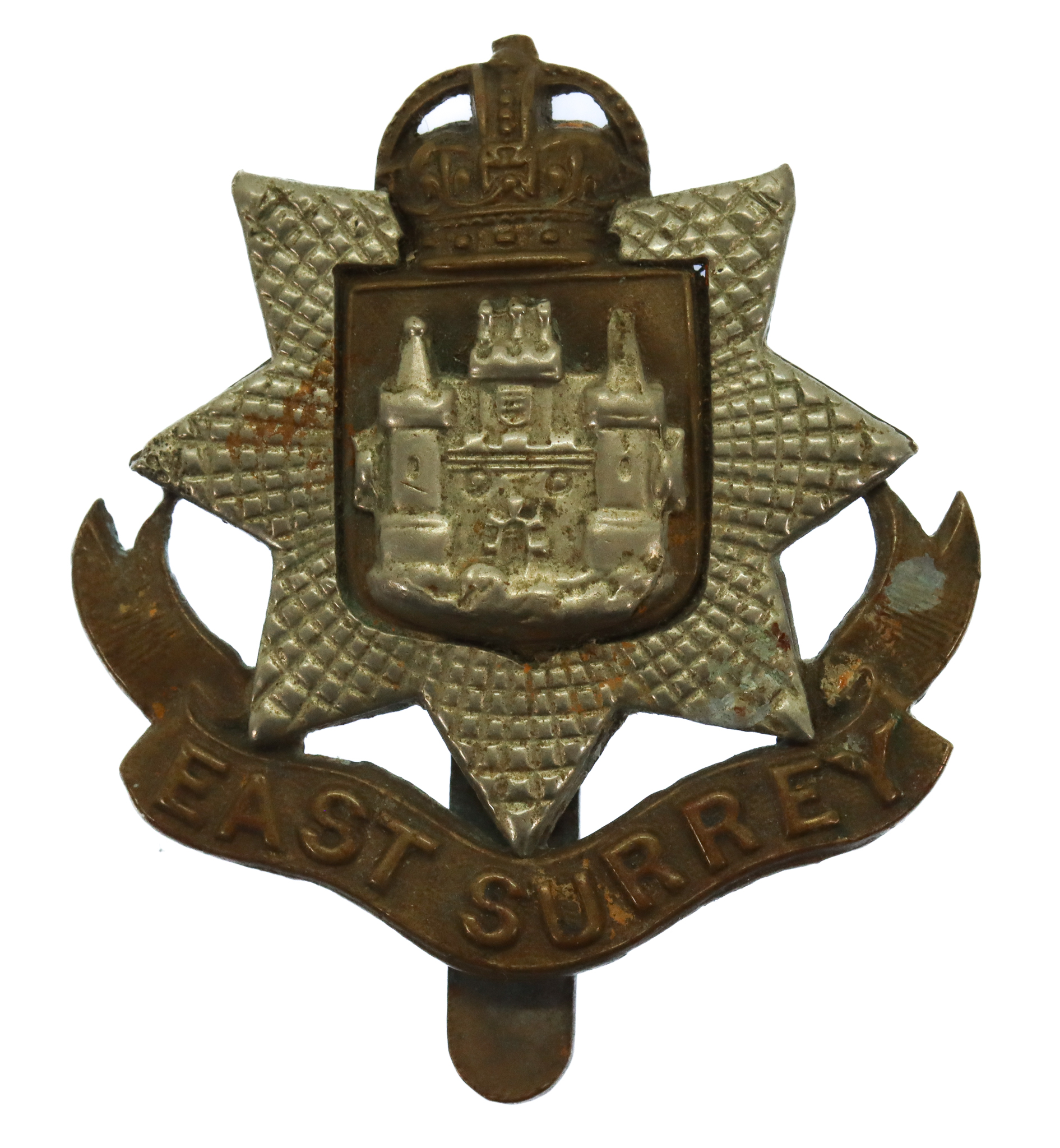 East Surrey Regiment Cap Badge - King's Crown