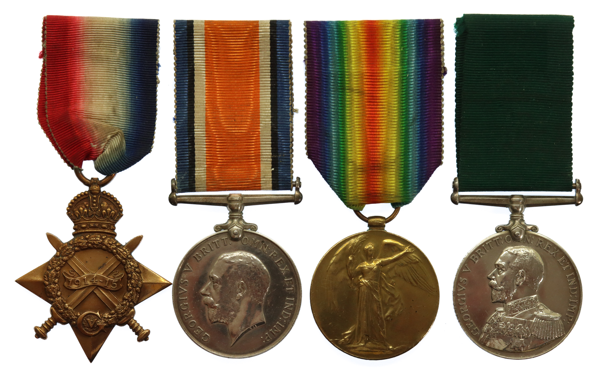 WW1 1914-15 Star Medal Trio and RNASBR Long Service & Good Conduct Medal Group of Four - Ldg. S.B.A. Arthur Fairhurst, Royal Naval Auxiliary Sick Berth Reserve
